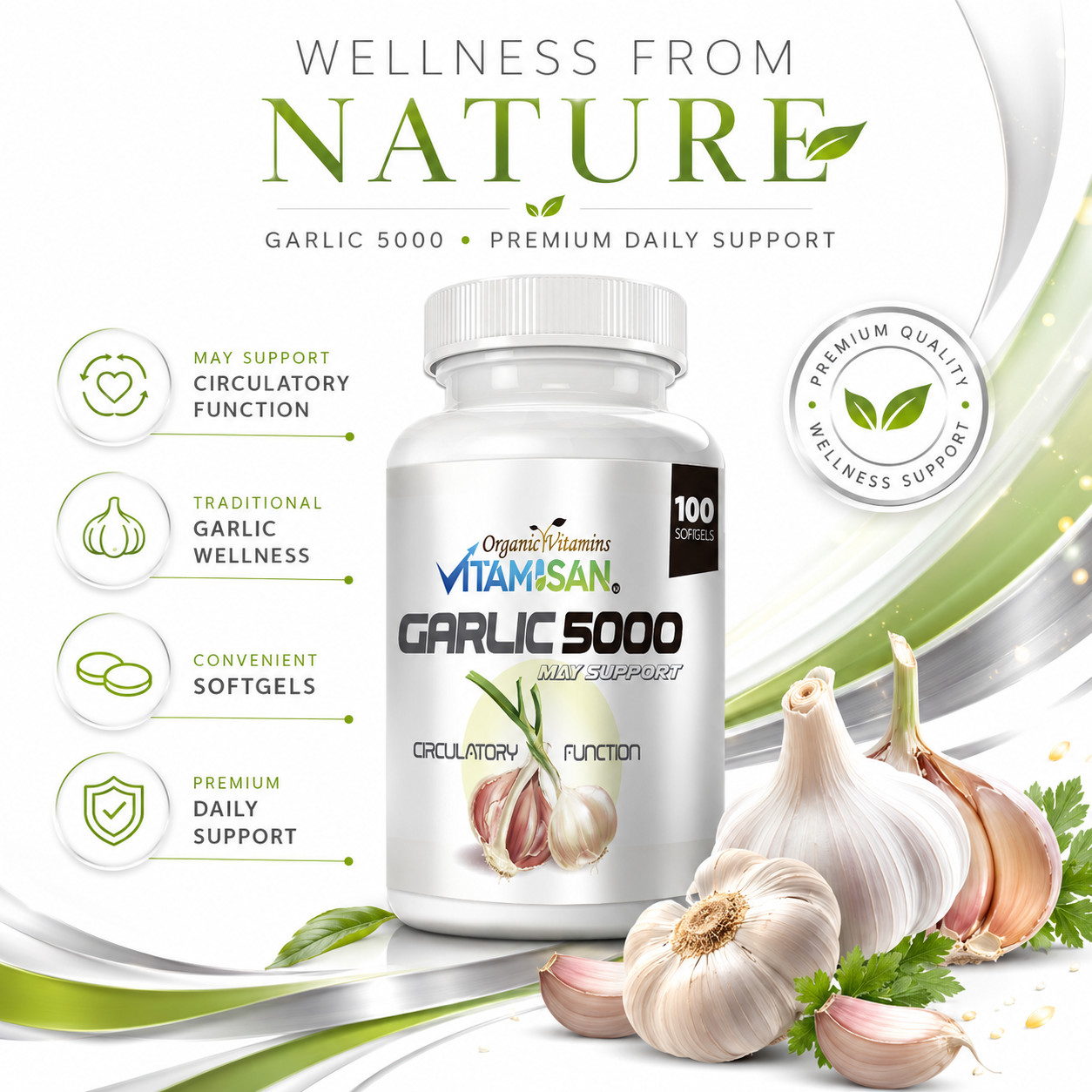 2 Garlic Fresh Extract 5000 mg Cholesterol Health supp 200 Antioxidant Pills gel