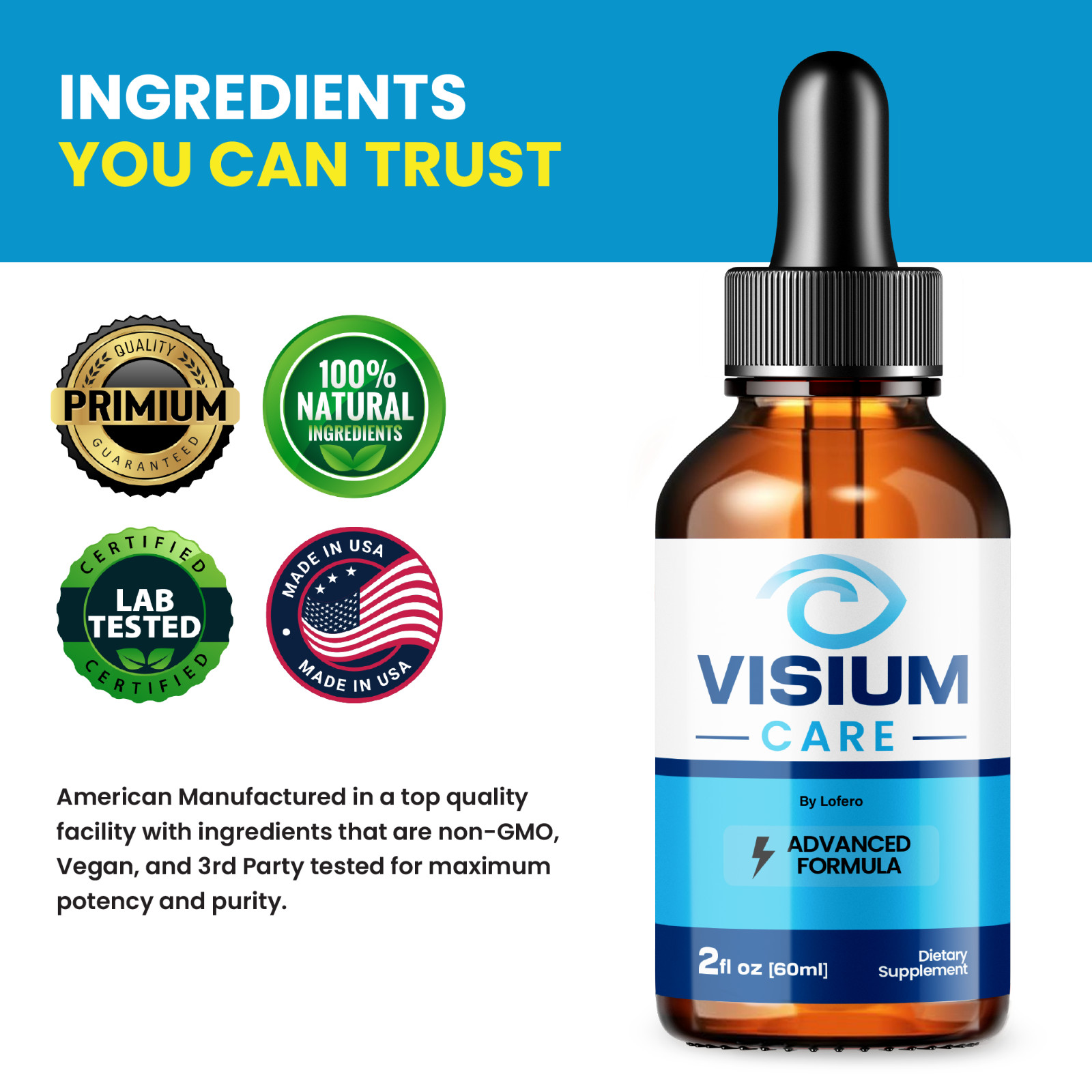 (3 Pack) Visium Care Eye Drops for Vision VisiumCare Supplement Formula (6 oz)
