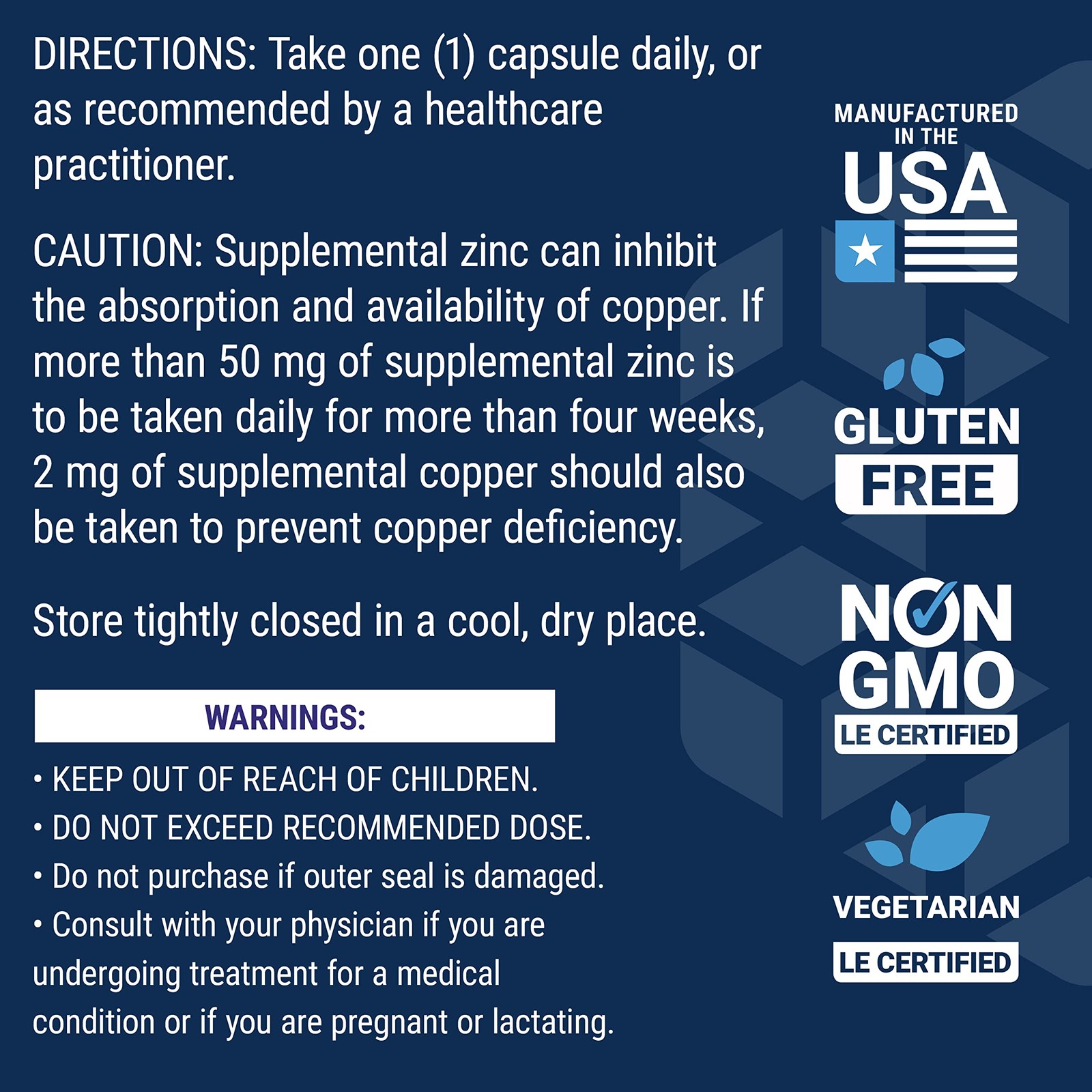 Life Extension Zinc Caps, zinc 50 mg, 90 Count (Pack of 1), Off White