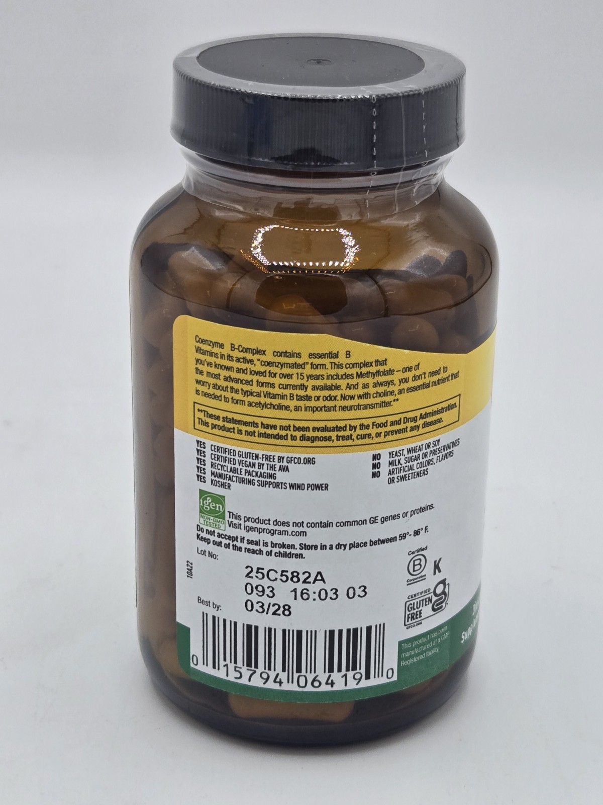 Coenzyme B-Complex By Country Life- 120 Gluten-free Vegan Capsules- Exp 03/2028