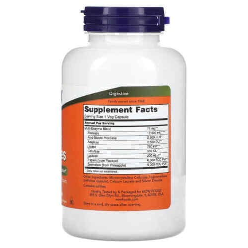 Plant Enzymes 2X120/1X240 Vcaps Now Foods Bromelain 5000 FCC PU/Pappain/Protease