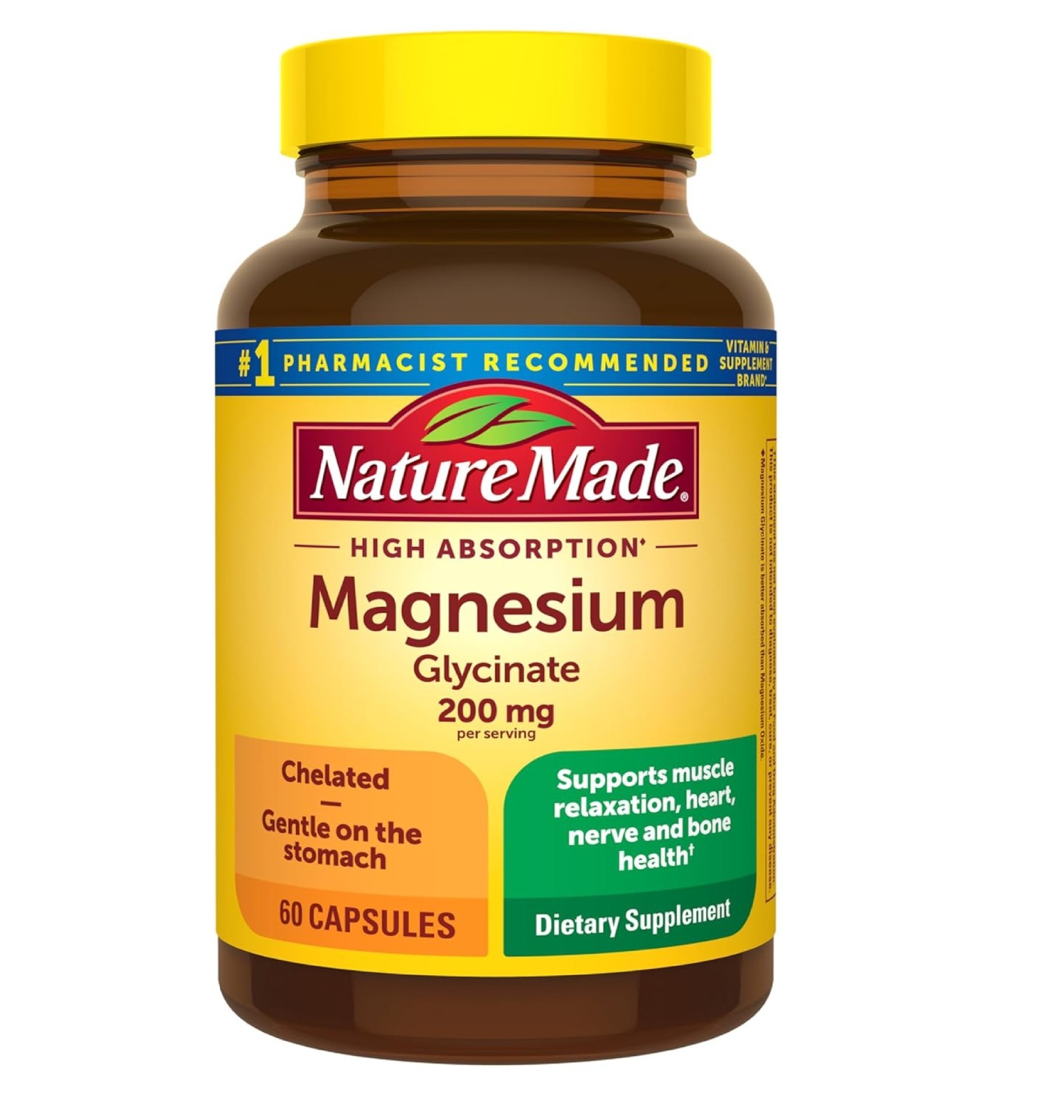 Nature Made Magnesium Glycinate 200 mg Per Serving Capsules, Dietary Supplement