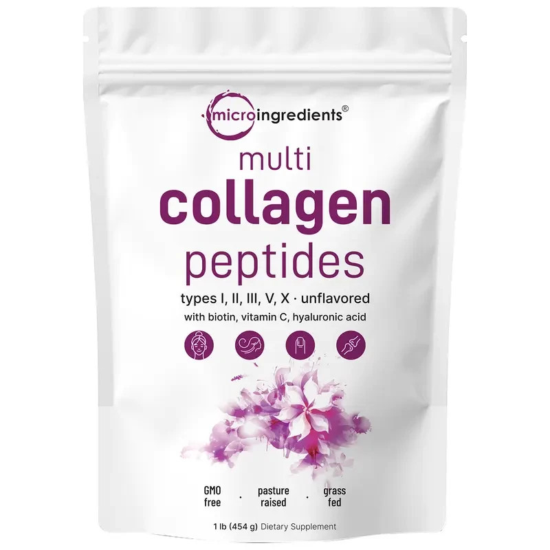 Micro Ingredients Multi Collagen Peptides Powder 16oz – Type I II III V X Unflav