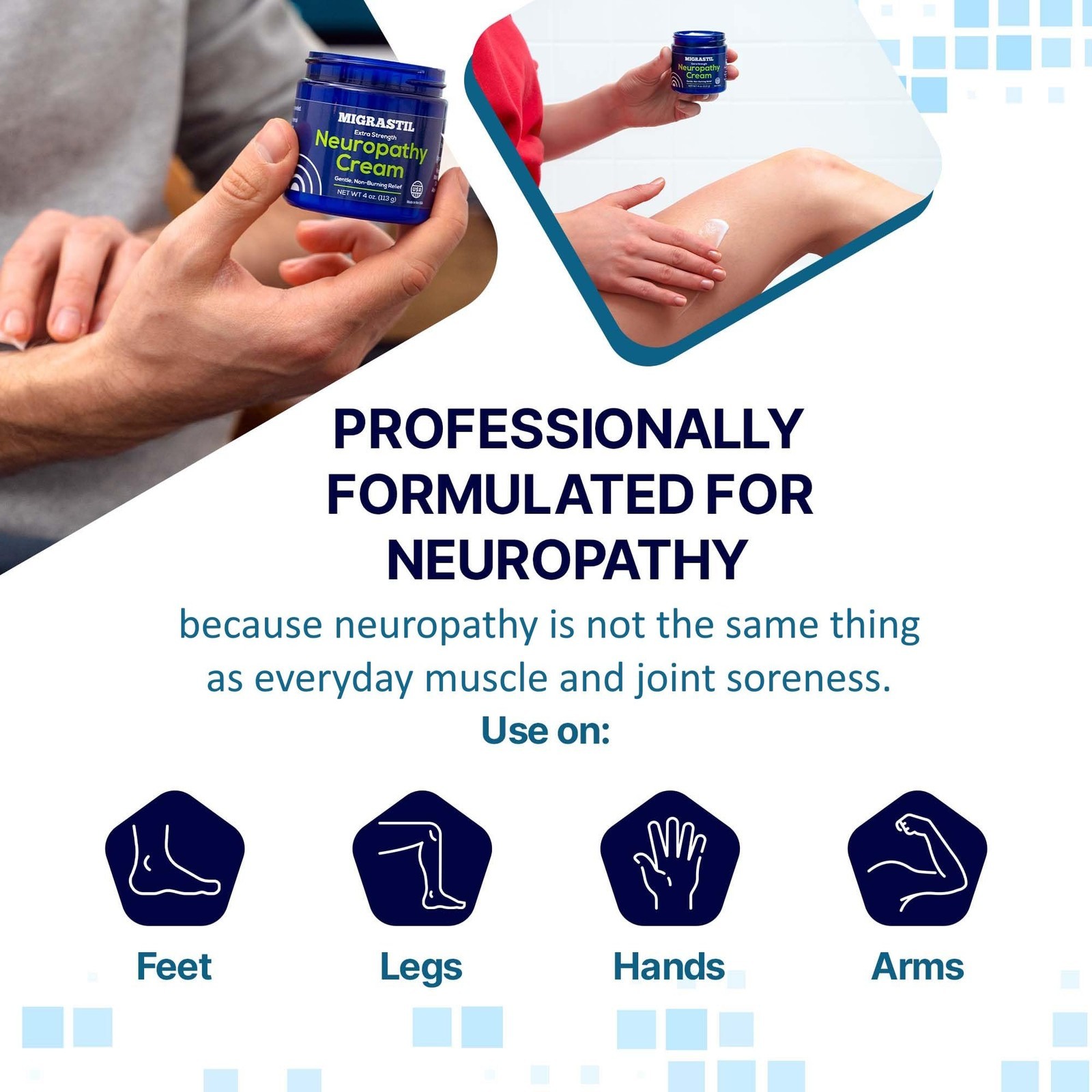 Migrastil Neuropathy Cream Extra Strength Gentle, Non-Burning Relief