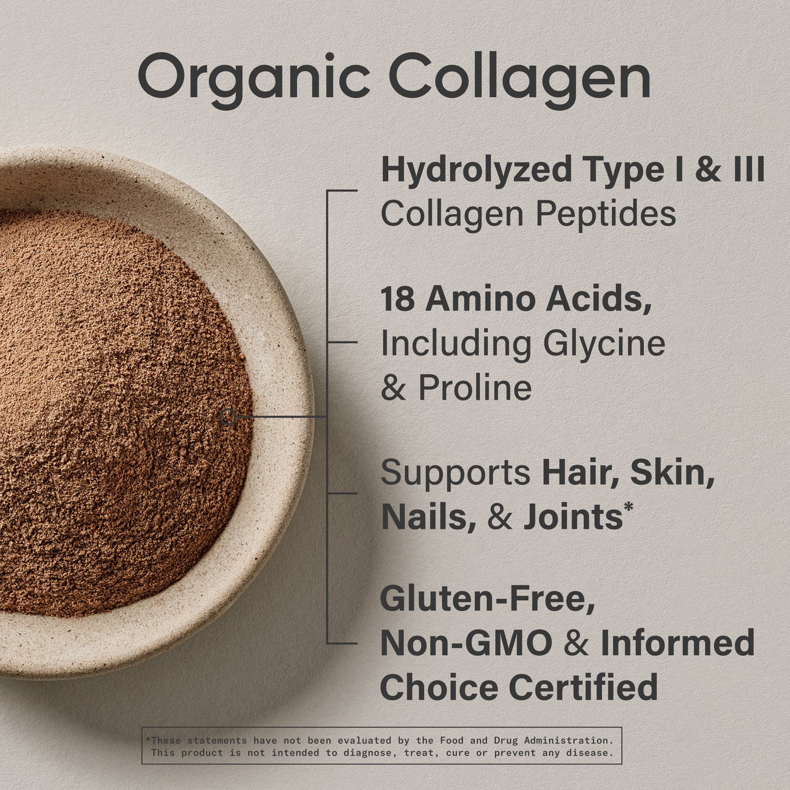SR Organic Collagen Powder Hydrolyzed Type I & III Protein Dark Chocolate Flavor