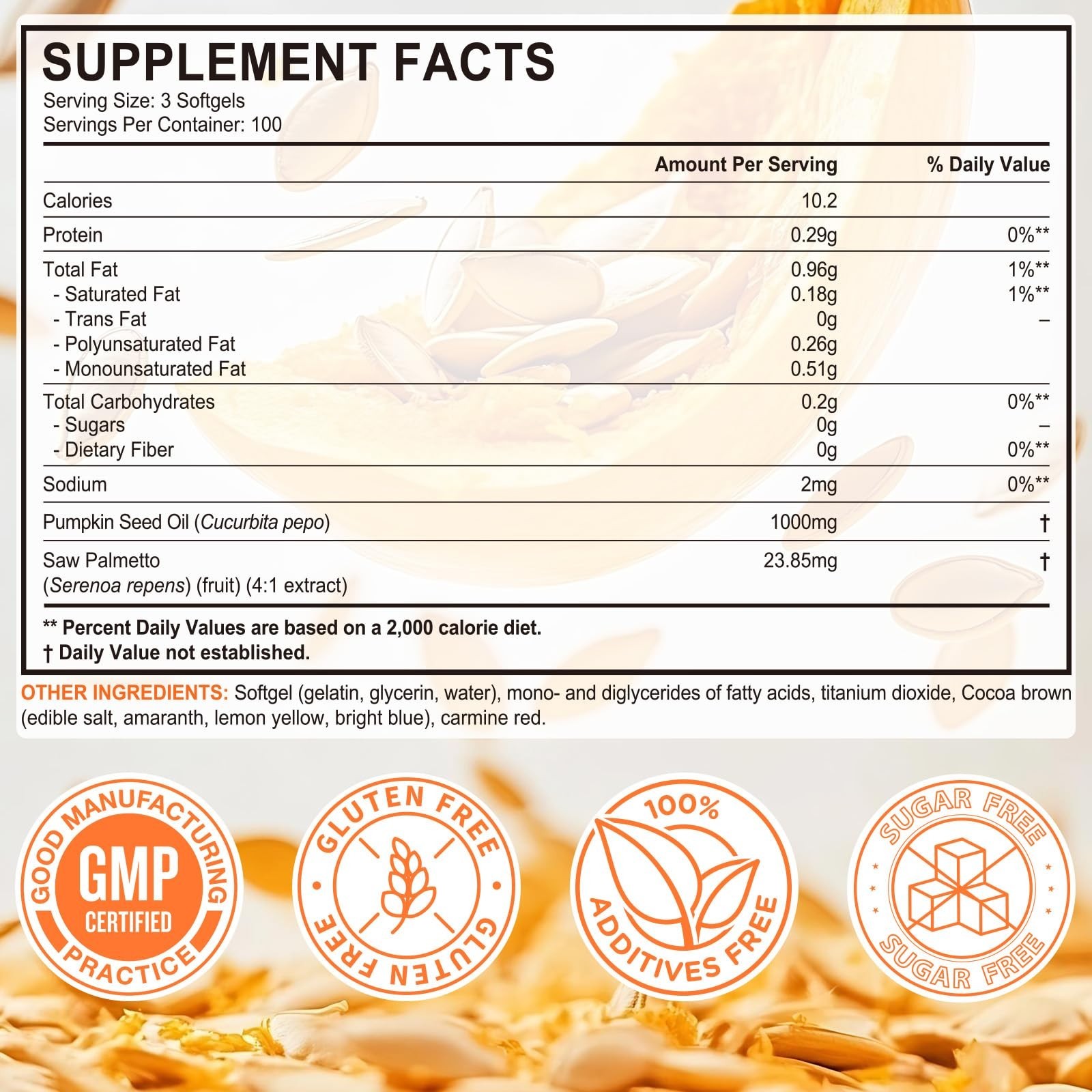 Cold Pressed Pumpkin Seed Oil & Saw Palmetto 1000mg, 300 Softgels – Hair, Prosta