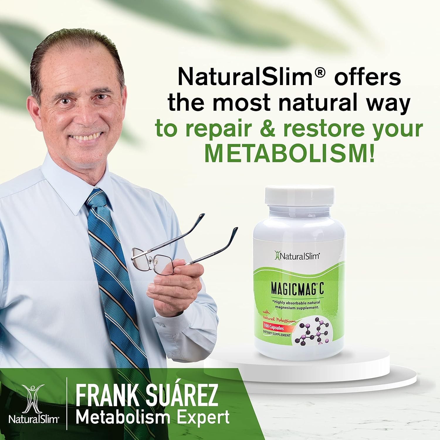 NaturalSlim Potassium Magnesium Supplement 100 Capsules 100 Count (Pack of 1)