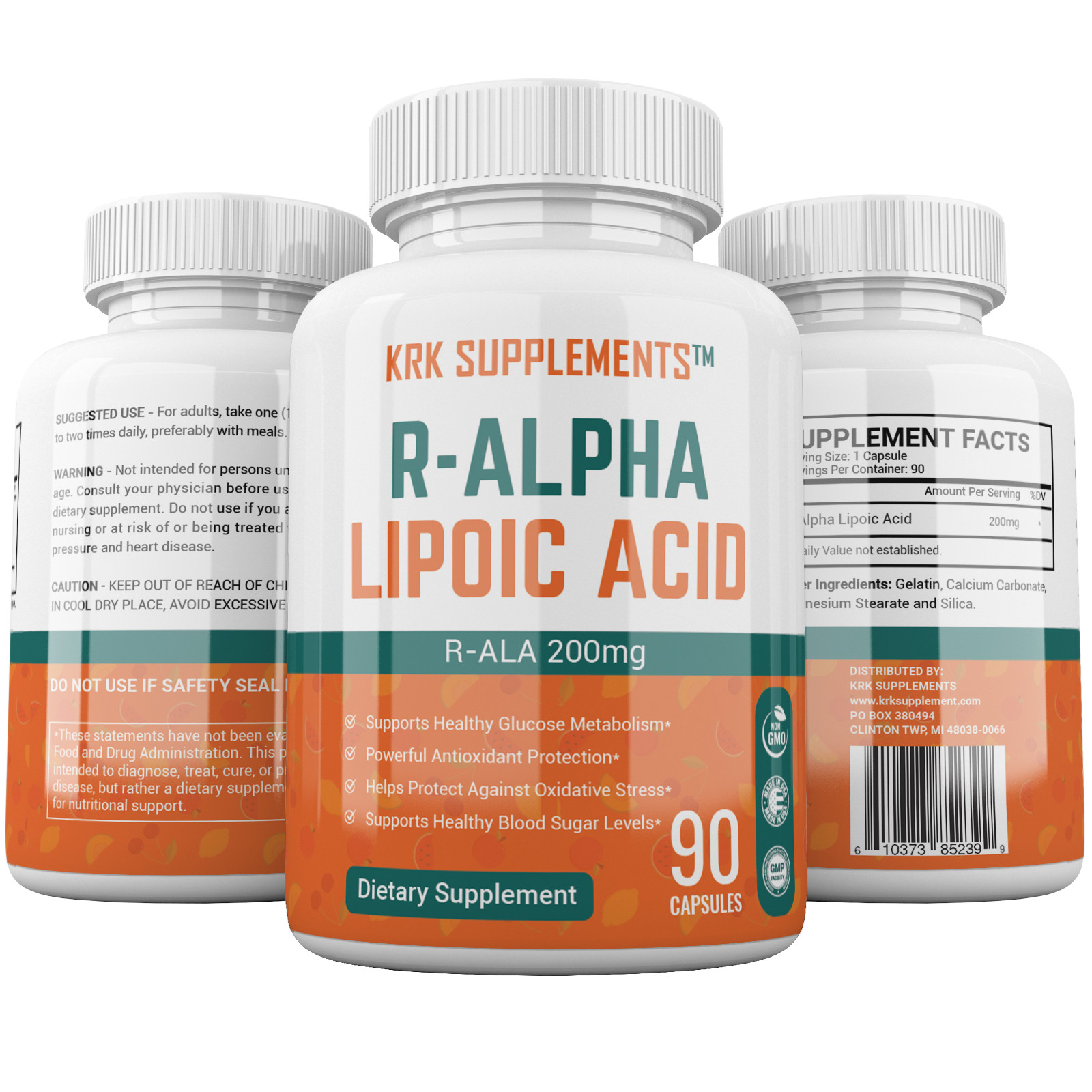 1 R-ALA Alpha Lipoic Acid 200mg Antioxidant Blood Sugar Formula Glucose Support