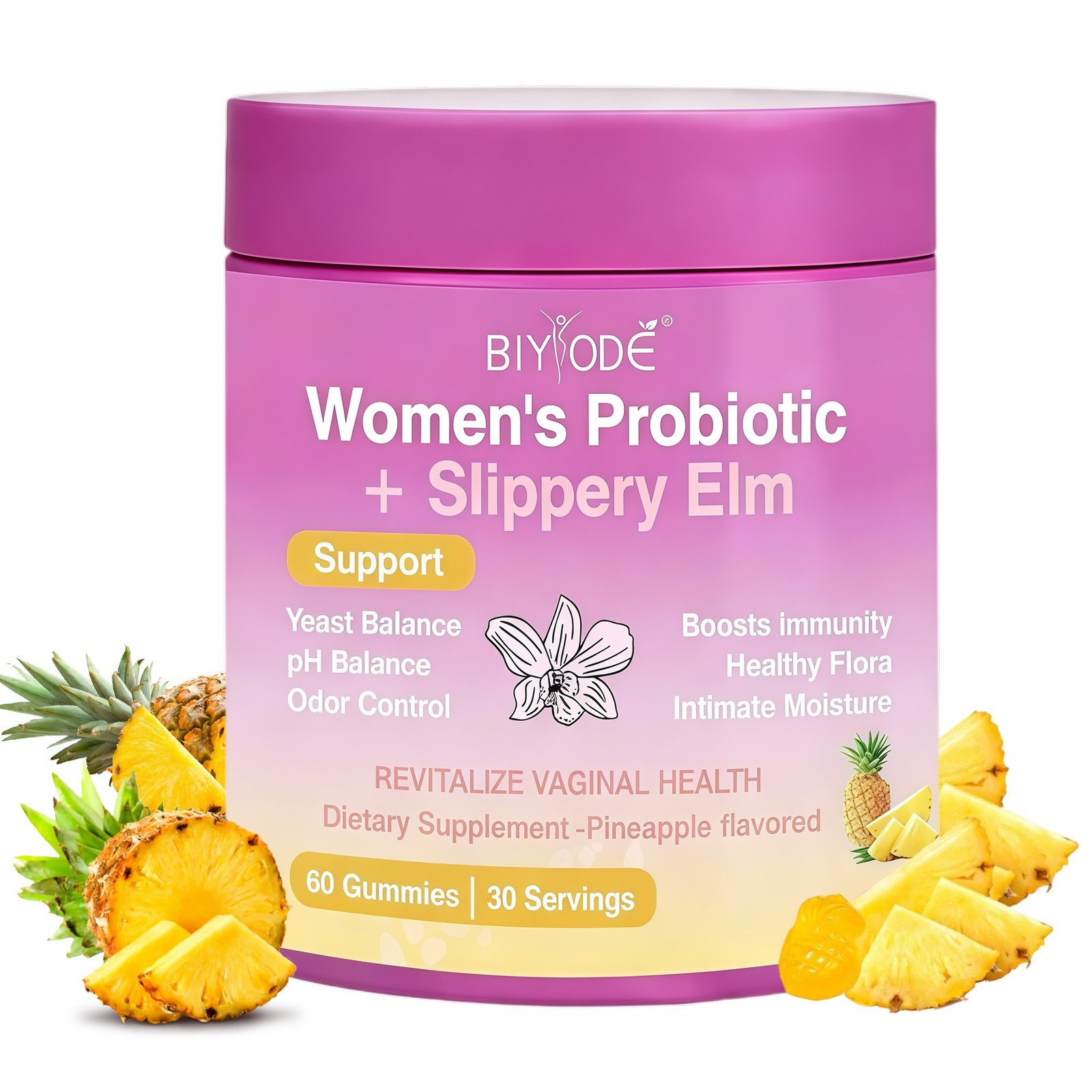 1-5PCS Feminine Probiotics Gummies Slippery Elm & Counts Women 60 Prebiotics