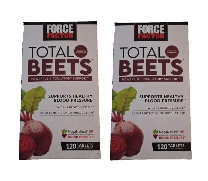 2 pack Force Factor Total Beets Powerful Circulatory 120 Tablets Exp 10/27+