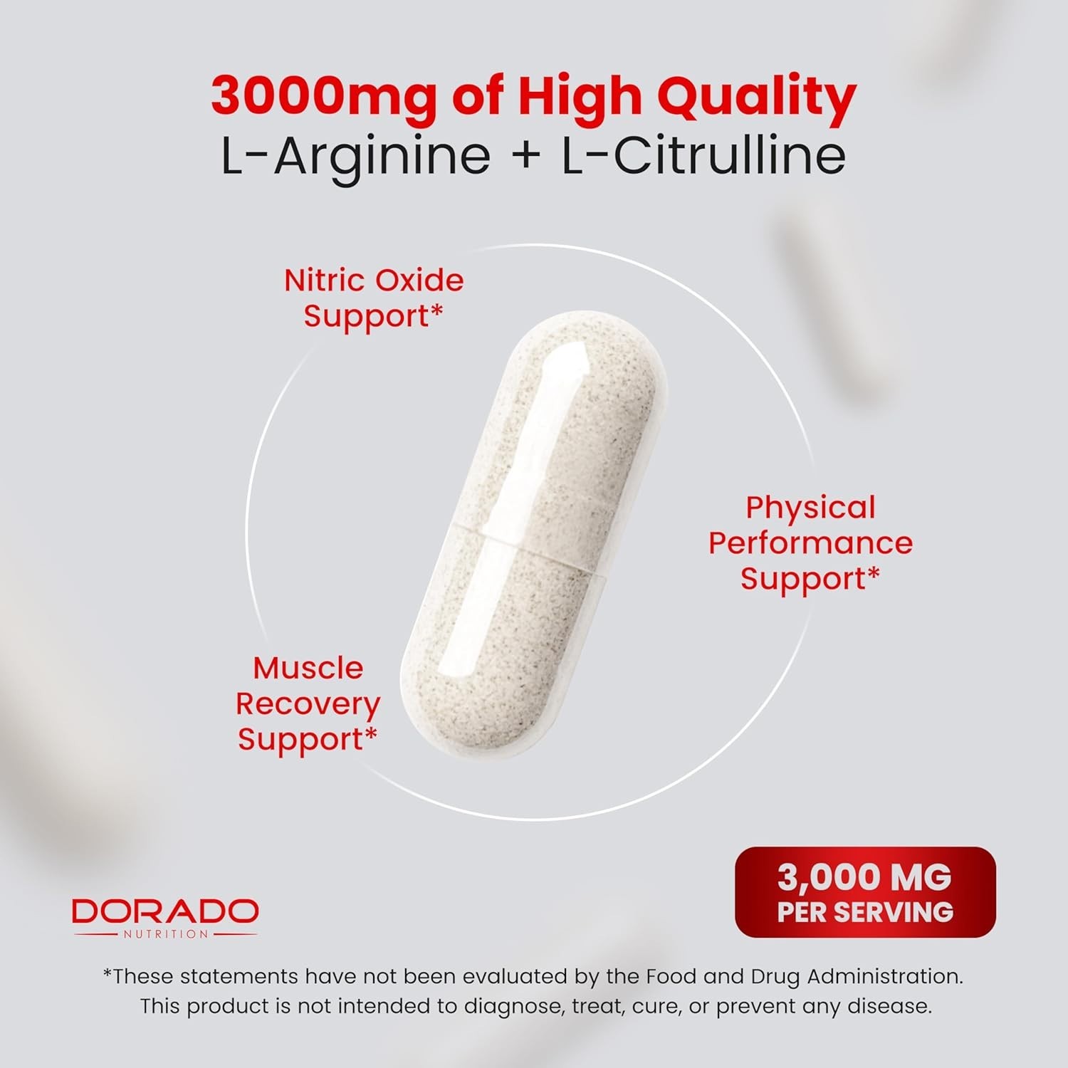 L-Citrulline 3000mg GMP Certified & Non-GMO Free Form Amino 240 Capsules