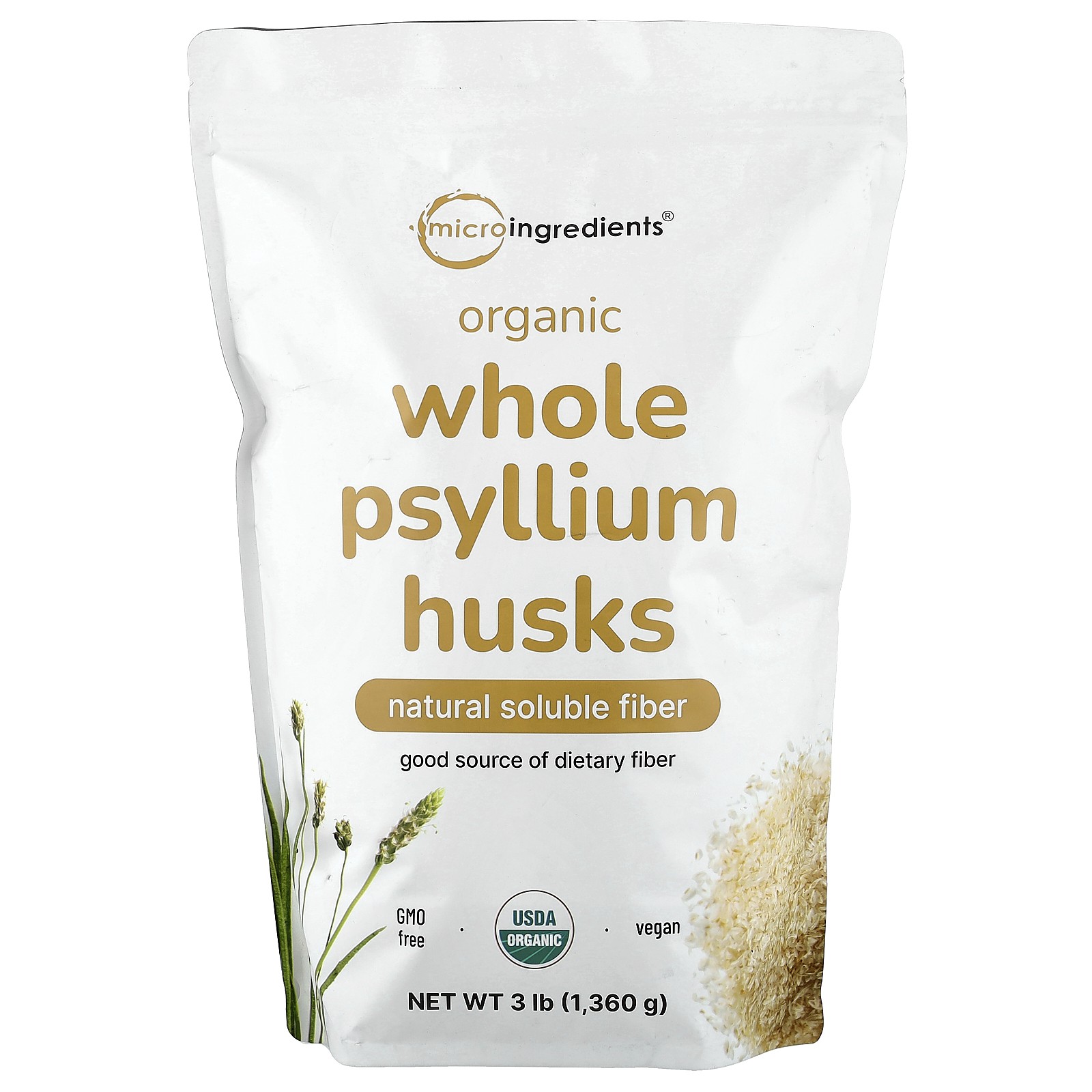 Organic Whole Psyllium Husks, 3 lb (1,360 g)