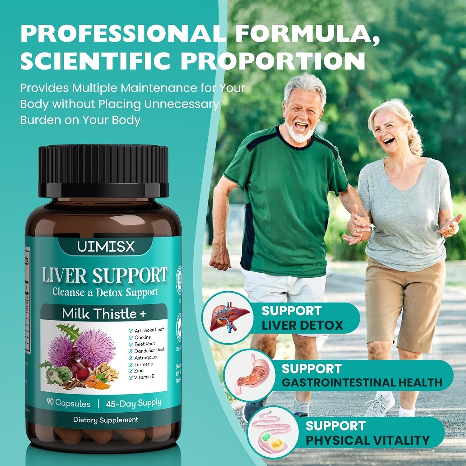 Milk Thistle Supplement – Liver Detox Cleanse Formula Herbal Liver Support 90ct.