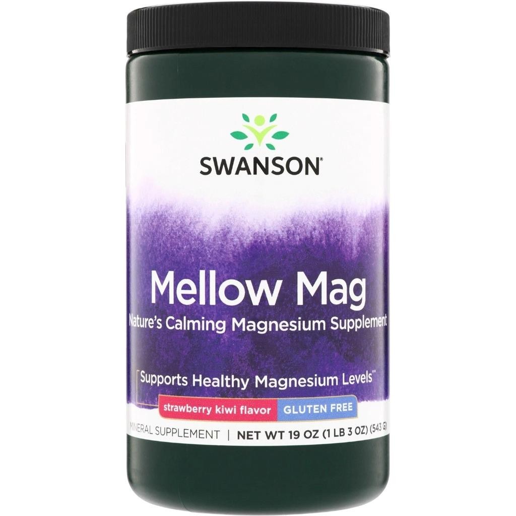 Swanson Mag Calming Anti-Stress Powder Drink Mix, Strawberry Kiwi Flavor (19 oz)
