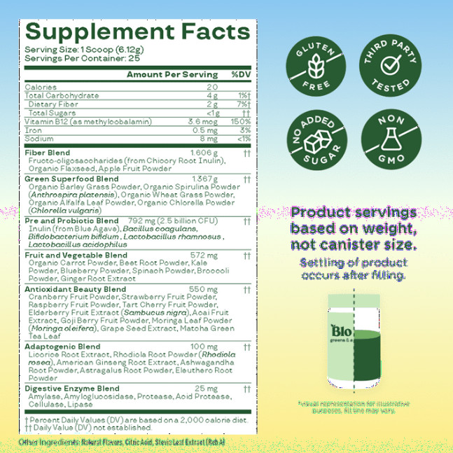 Bloom Nutrition Greens & Superfoods Powder, Frosted Lemonade, 25 Servings