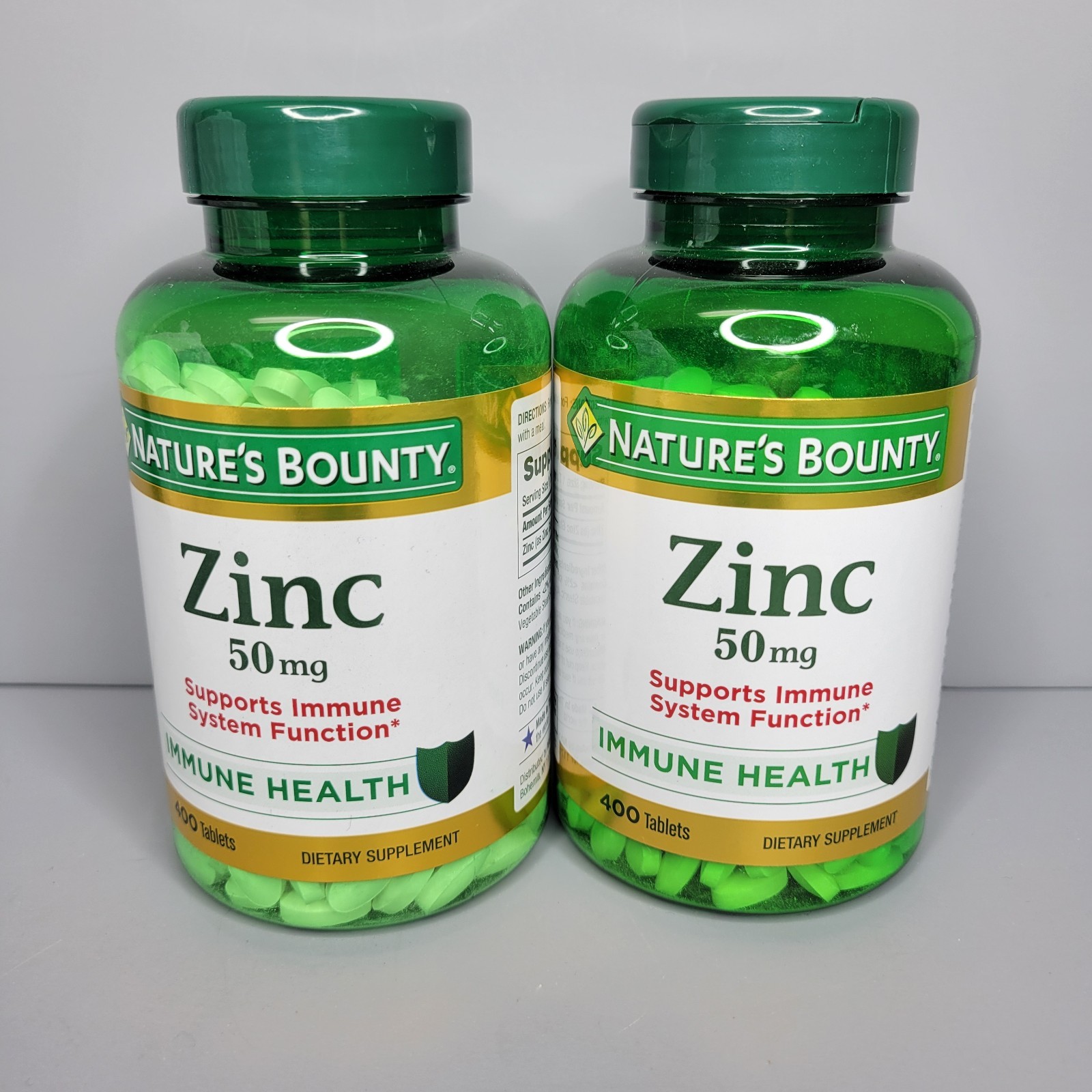 2- Nature’s Bounty Zinc 50mg 400 ct. Supports immune health-Exp. 06/2028+