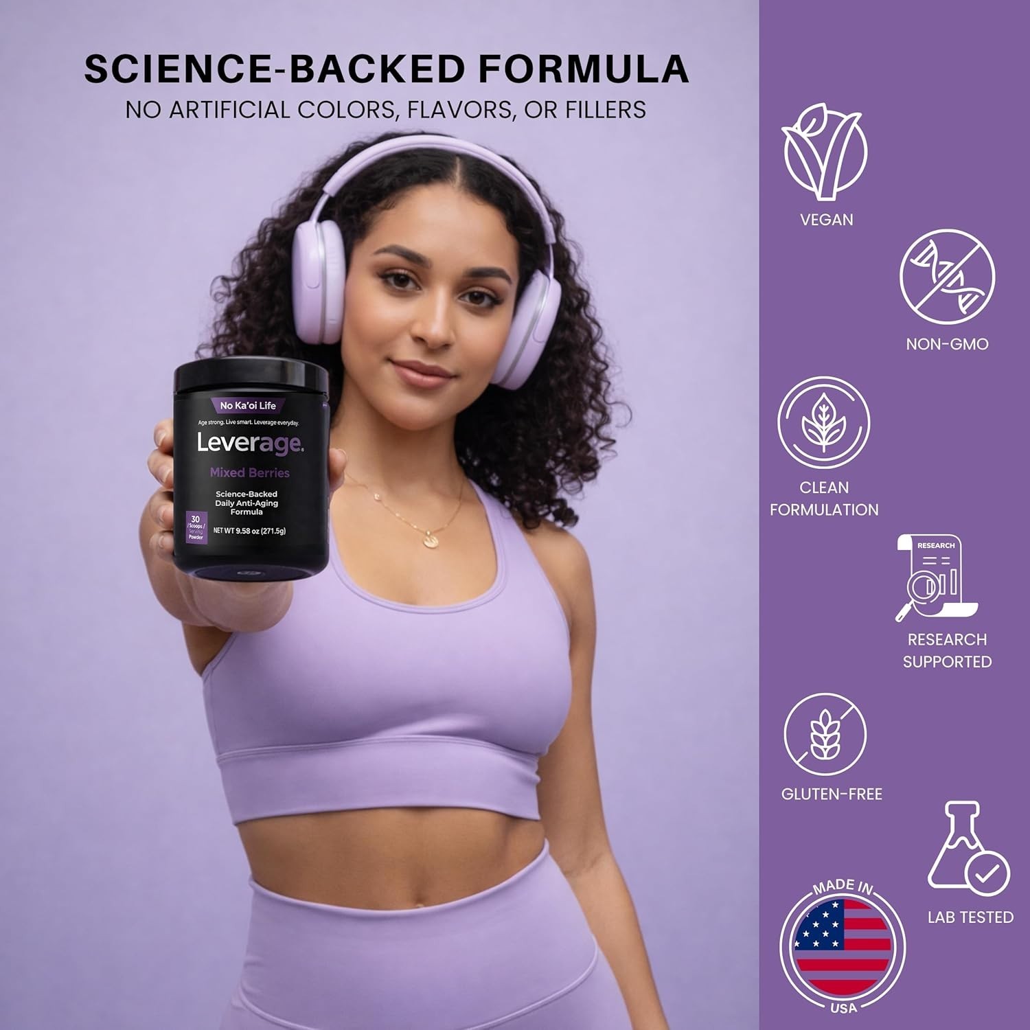 Leverage Anti-Aging Supplement with NMN for NAD+, Biotin & Hyaluronic Acid