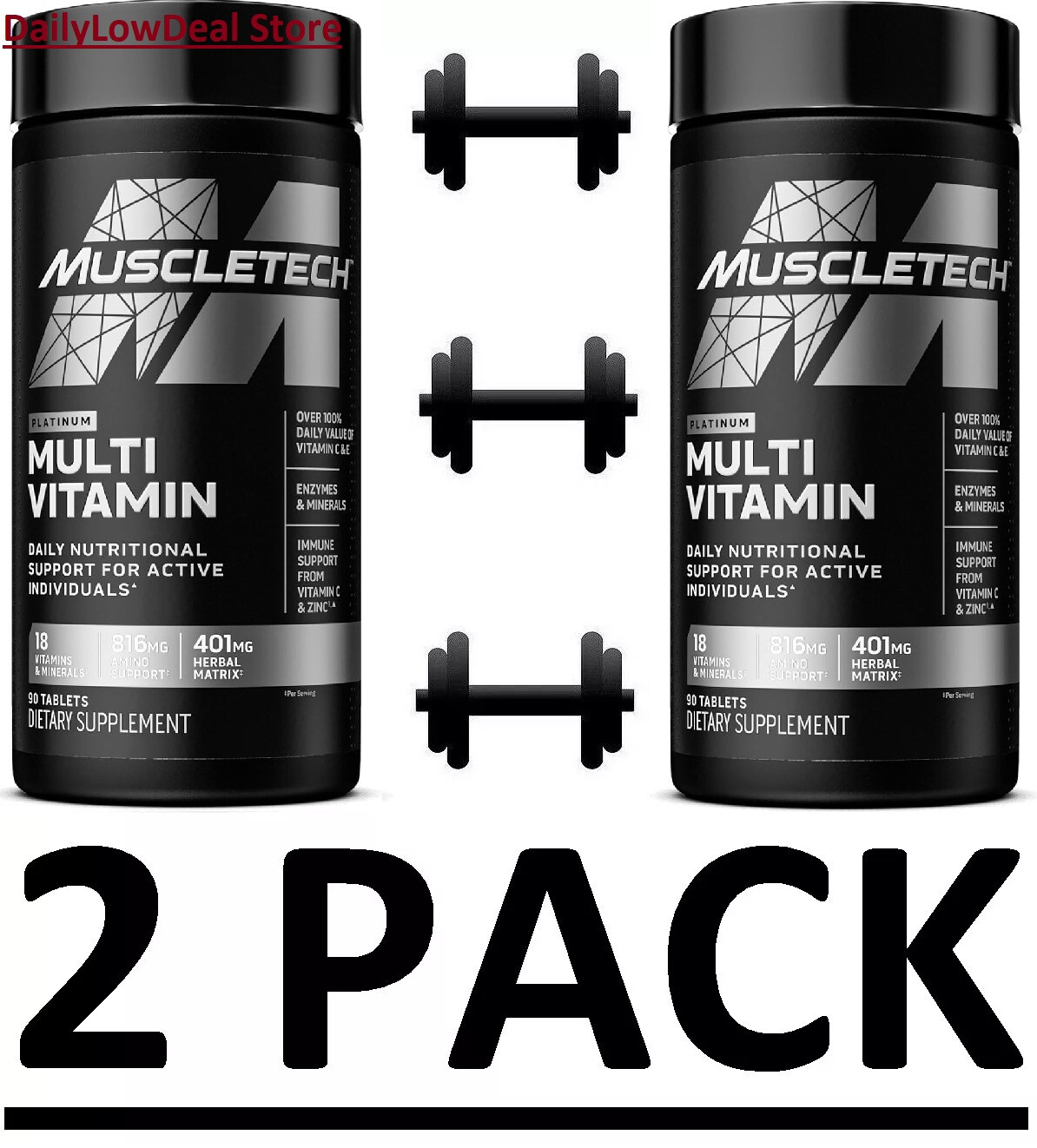 2 PACK-MuscleTech Platinum Multivitamin Workout Supplements 90 Tabs EXP: 06/2027