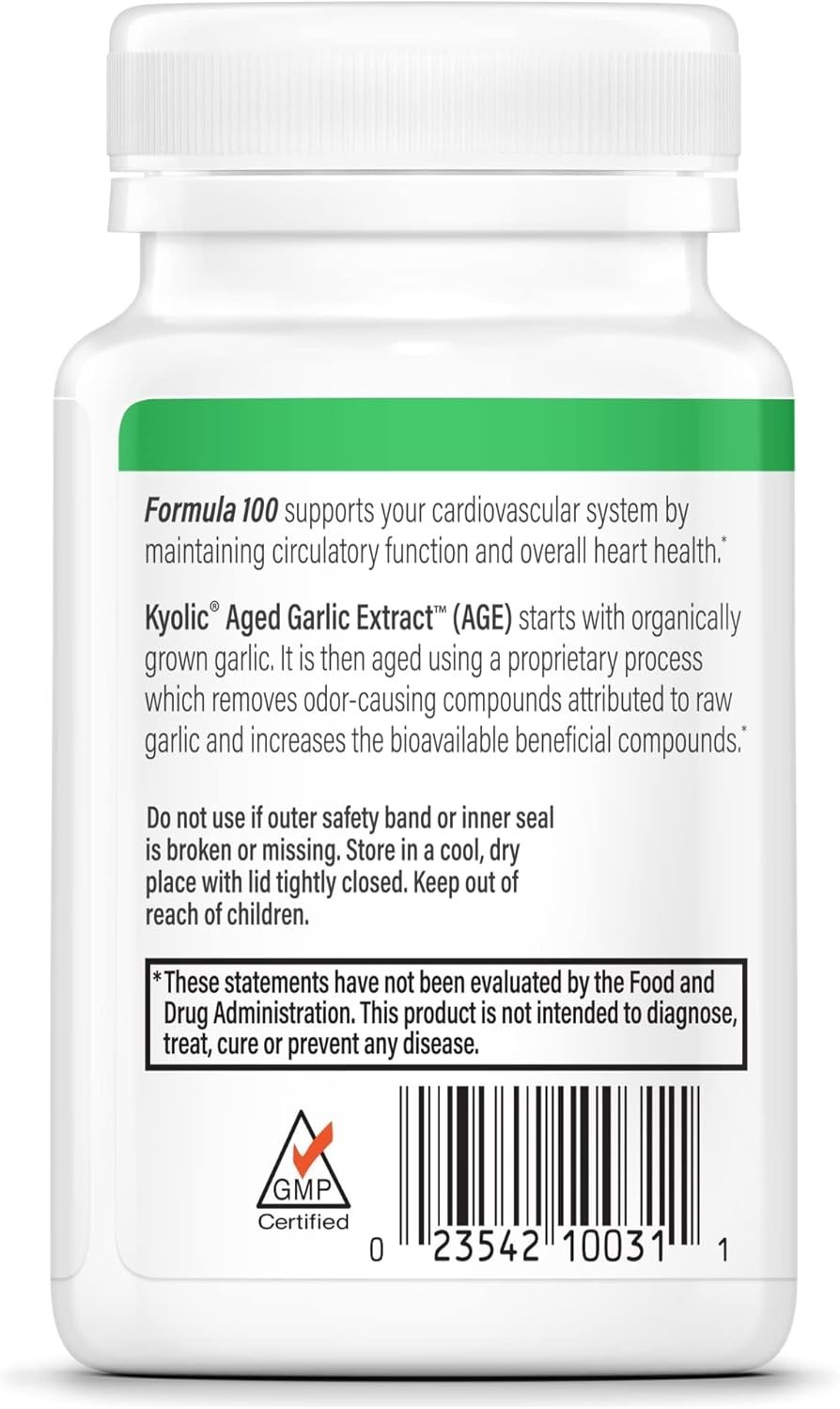 Aged Garlic Extract Formula 100, Cardiovascular Health*, 100, Tablets.
