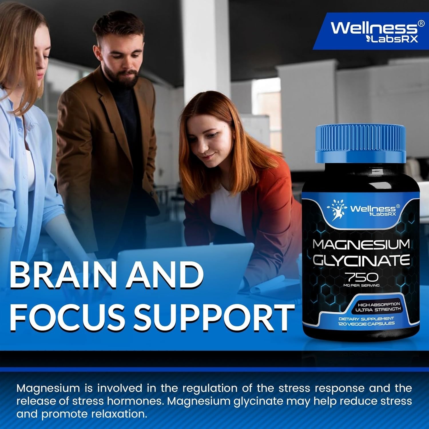 Magnesium Glycinate 750mg | 120 Capsules | High-Absorption-Sleep-Support