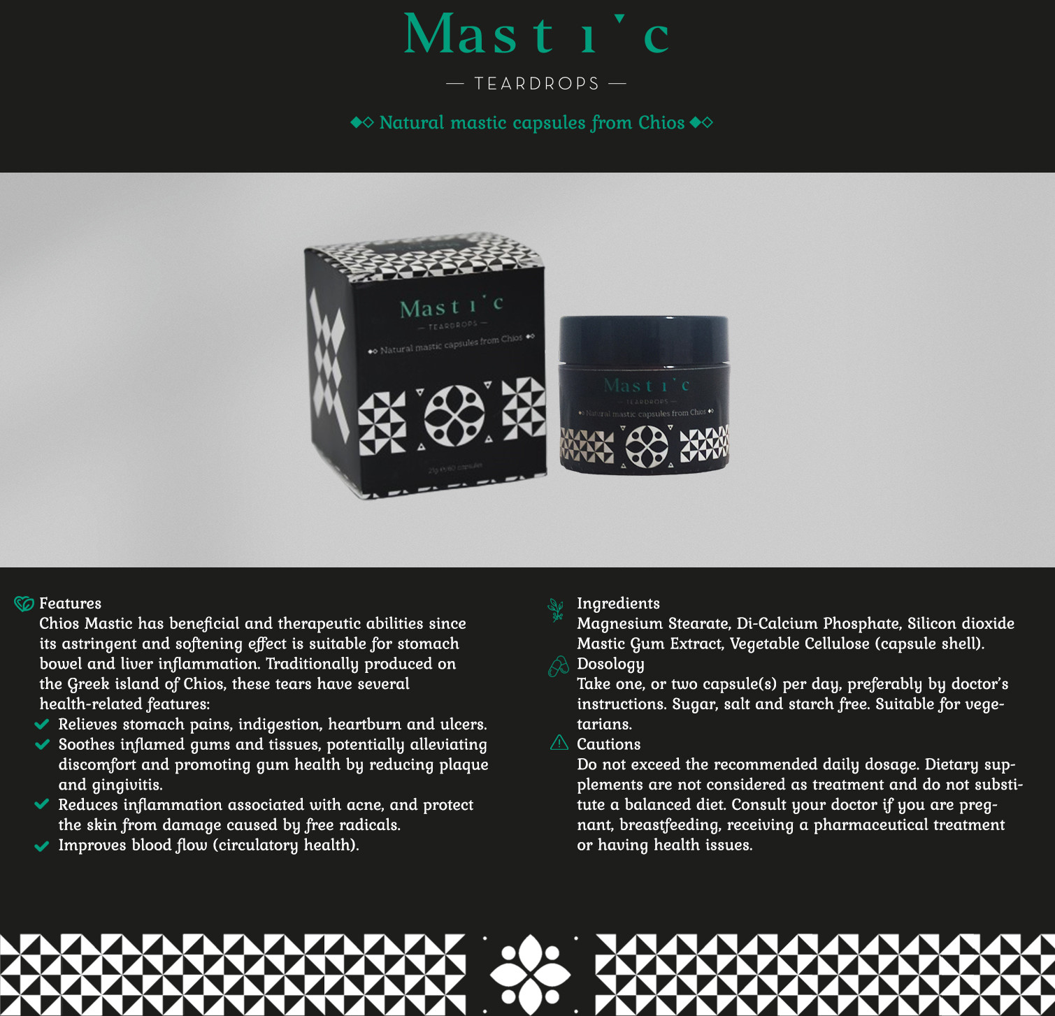 Mastic Teardrops Natural Chios Gum for Digestive Health 60/200 Caps | 300mg/cap