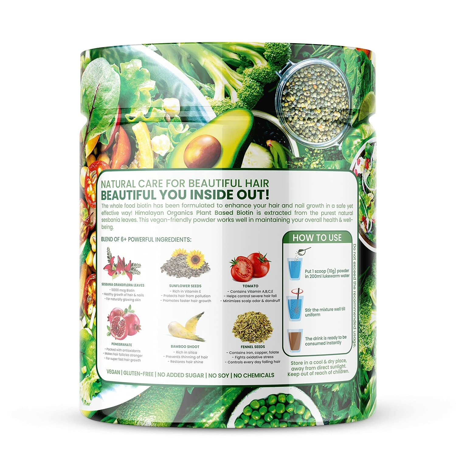 Himalayan Organics Plant Based Biotin Powder 10000mcg 150gm