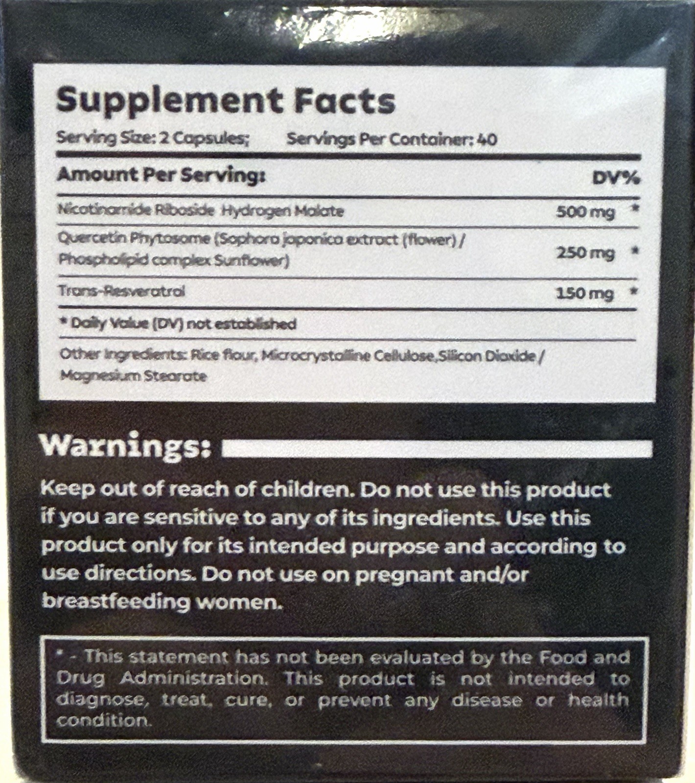 2 Pack NAD+ Nicotinamide Riboside + Resveratrol, 900mg, 80 Capsules. Exp 01/2027