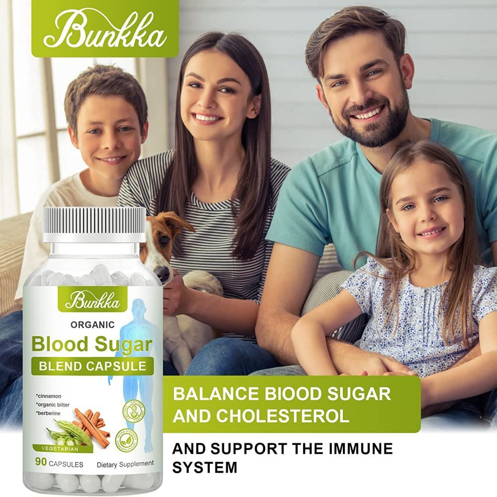 Blood Sugar Supplement with Cinnamon Berberine Organic Bitter Capsules 90 Pills