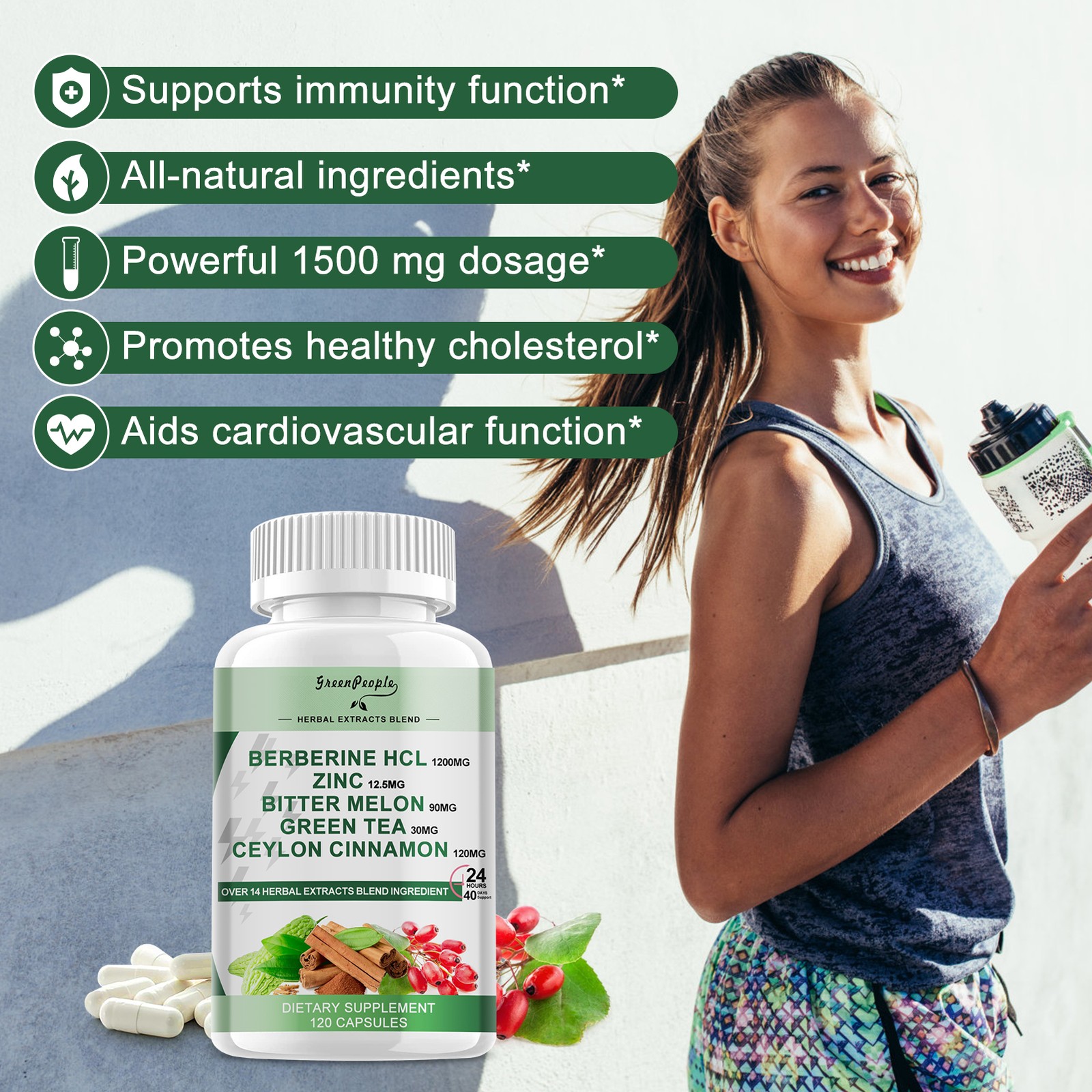 3 Packs Berberine 1200mg High Abosorption For Blood Sugar Immune 6 Months Supply