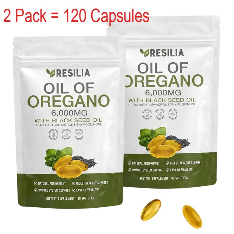 3X Resilia Oil of Oregano 6000mg with Black Seed Oil Softgels – 60 Capsules