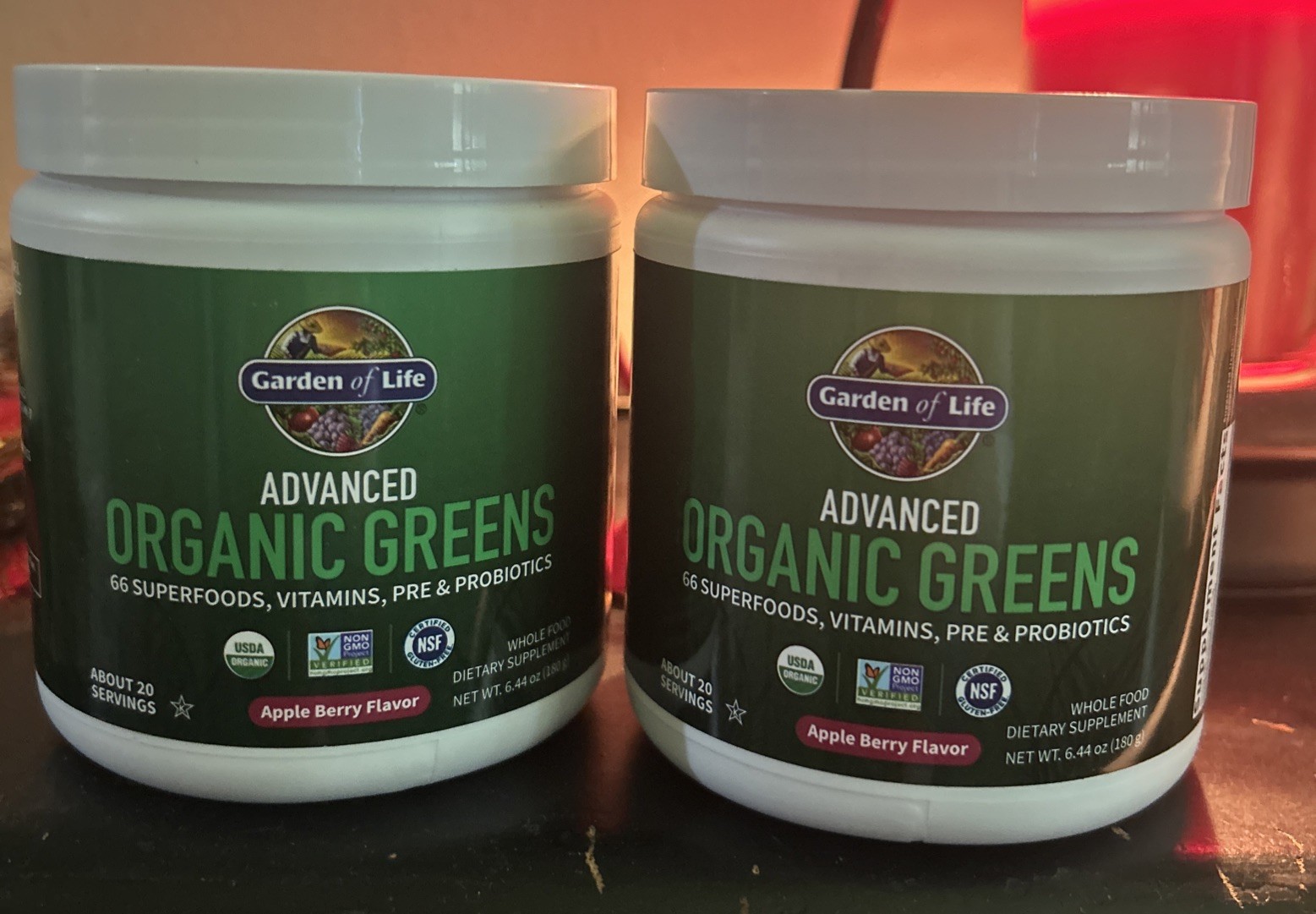Garden of Life Advanced Organic Greens Apple Berry 6.44oz Superfood Lot 2