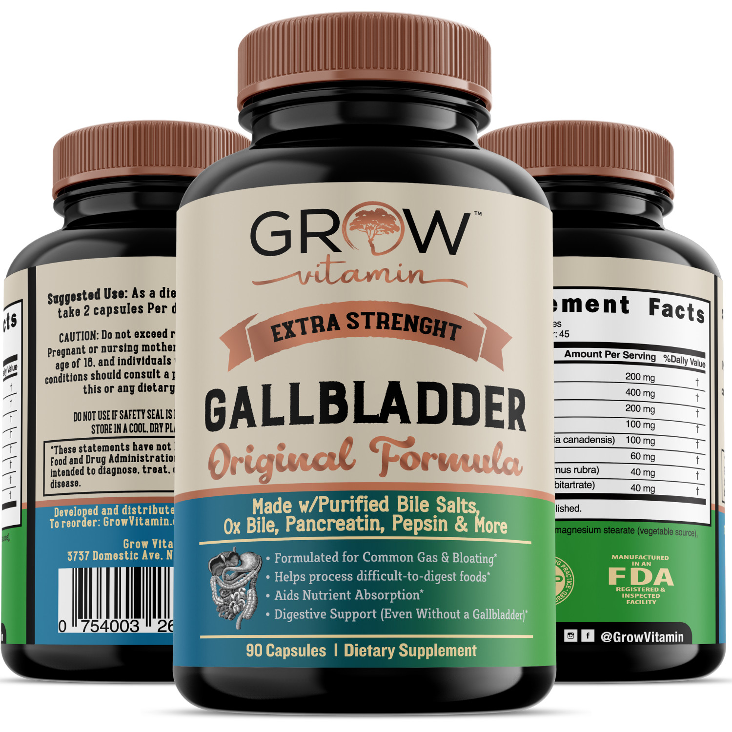 Best DIGESTIVE ENZYMES SUPPLEMENT Purified Enzyme Ox BILE SALTS Gallbladder 90Ct