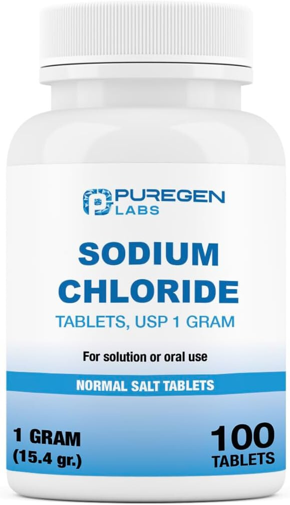 Puregen Sodium Chloride Tablets Normal Salt 1 GM (1000 mg) 100 Tablets