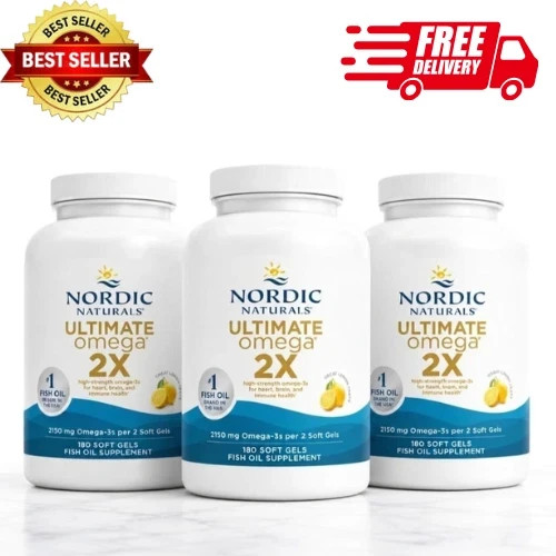 3 Pack Nordic Naturals Ultimate Omega 2X, Vitamin D3 Lemon/Flavor 2150mg,New-USA