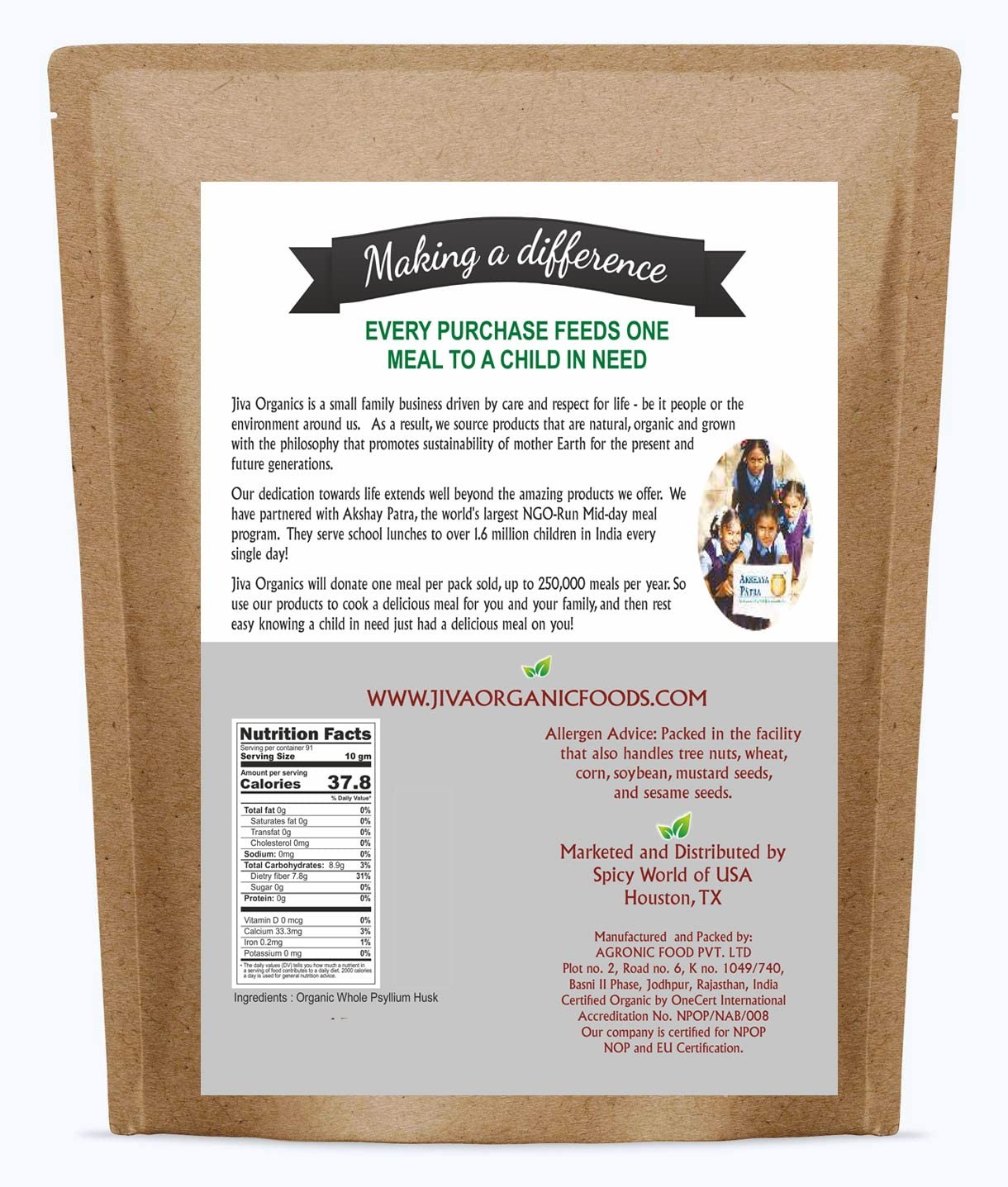 Whole Psyllium Husk 1.75 LB – Non-GMO, Unflavored, Keto Friendly, Soluble Fiber