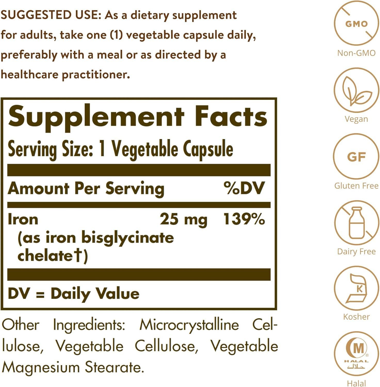 Solgar Gentle Iron 25mg, 90 Vegetable Capsules EXP 12/28