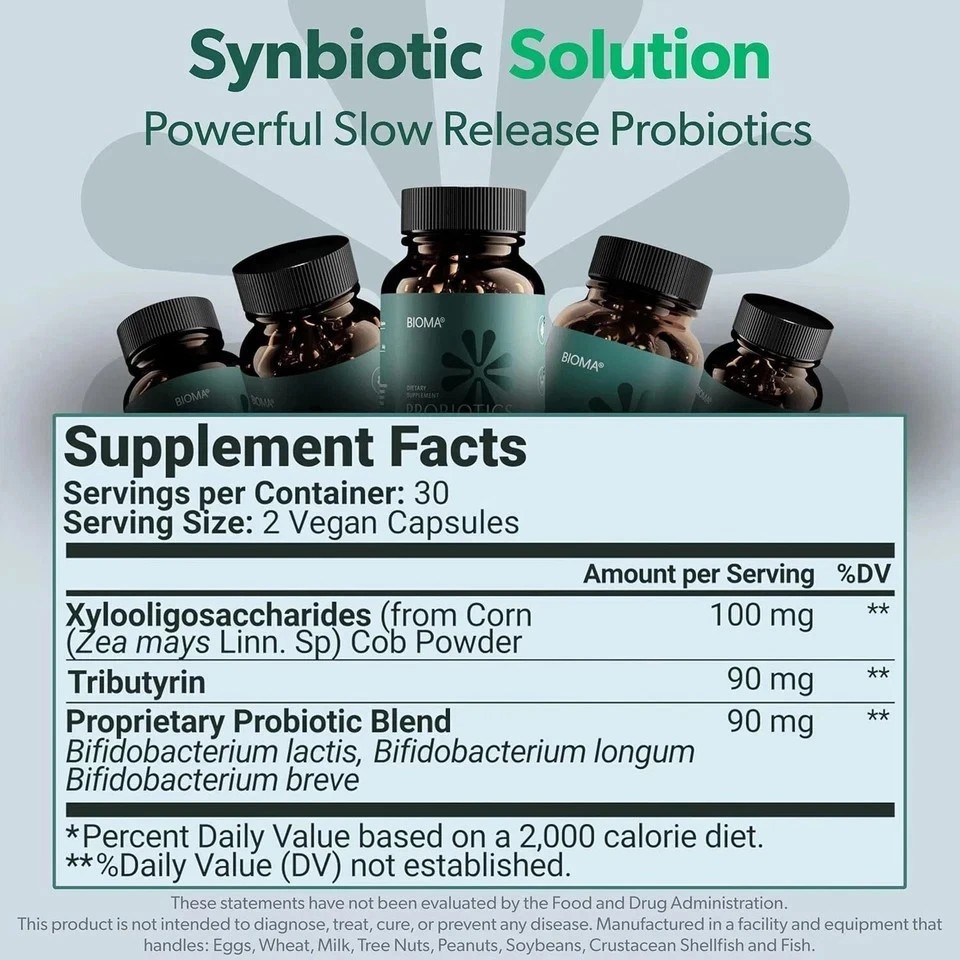 3 In 1 Bioma Probiotics for Digestive Health Gut Health Probiotic 60 Capsules