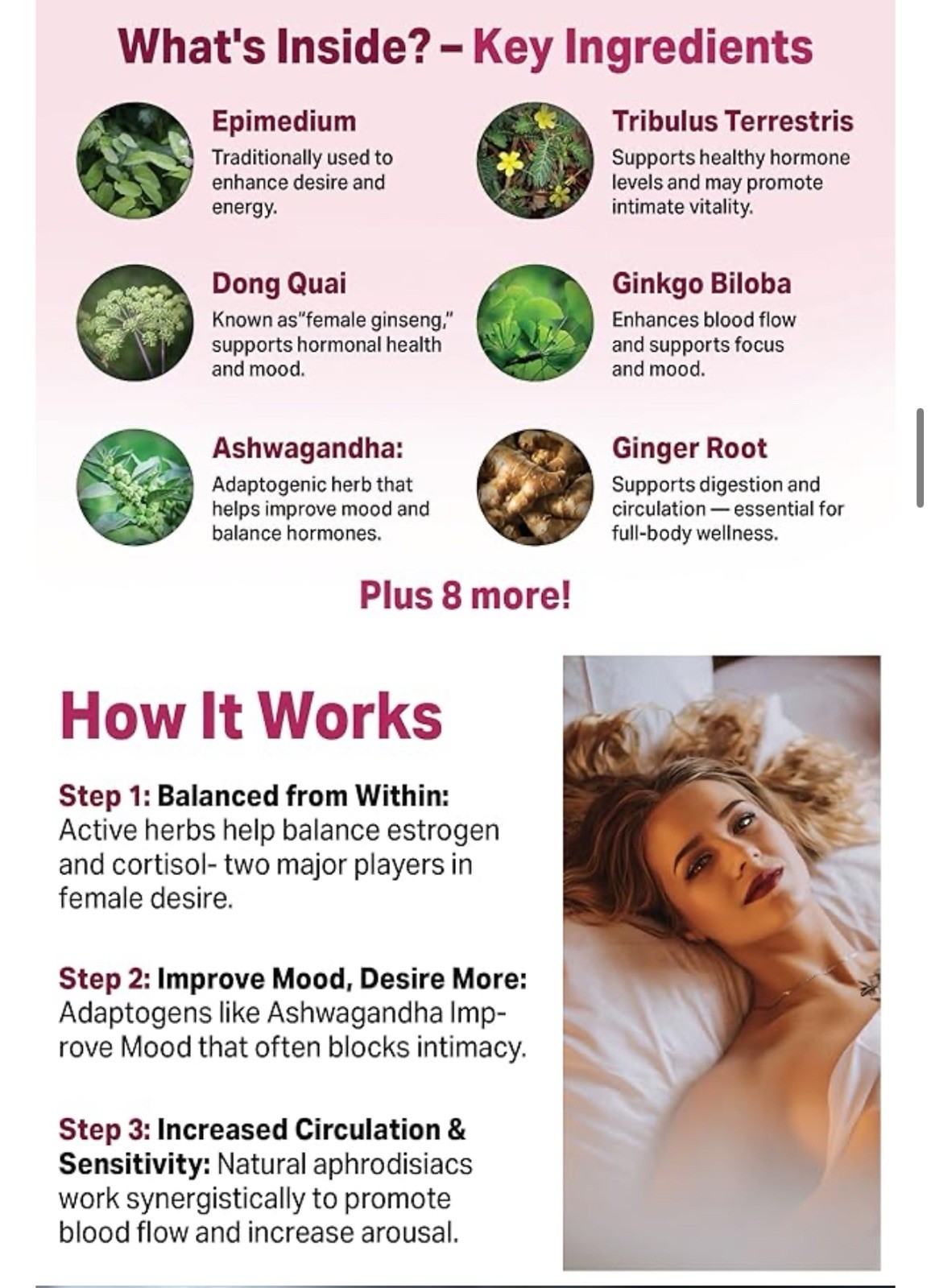 Harmony Glow LIBIDO BOOST Passion & Aphrodisiac Support for Adult Women 60 Caps