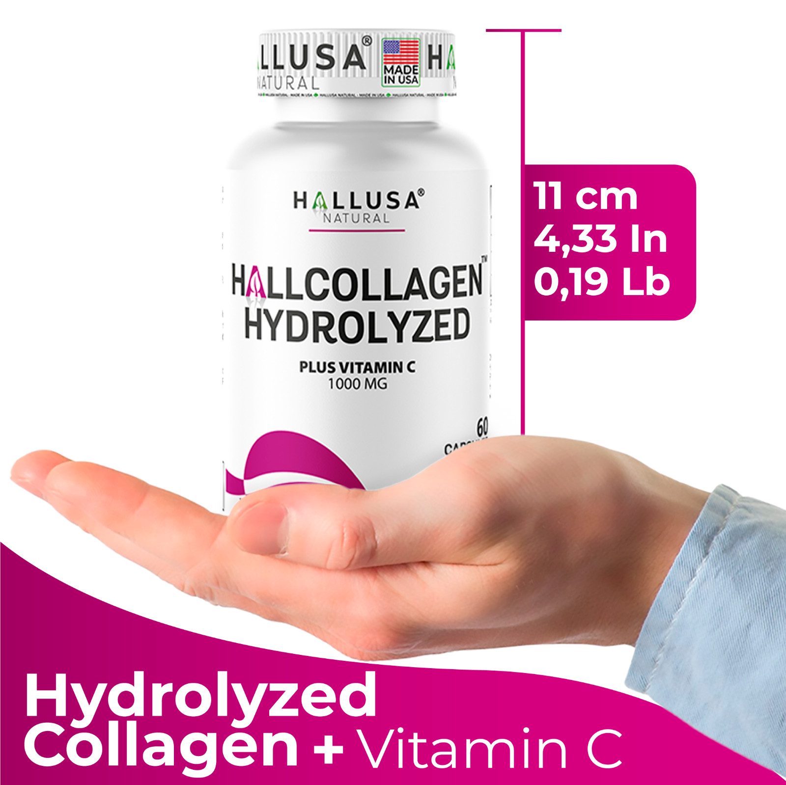 Collagen Peptides Pills 1000mg Hydrolyzed Anti Aging Skin Hair Nails & Joint