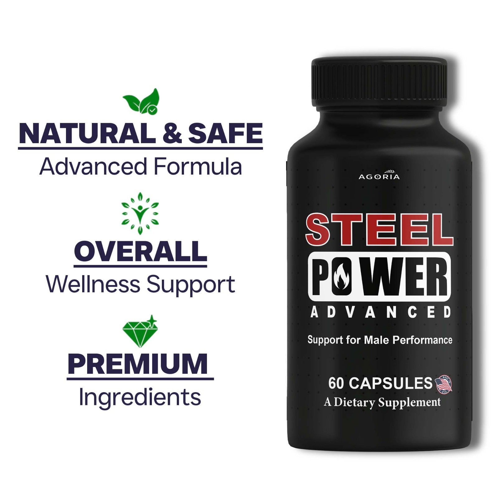 (6 Pack) Steel Power Pills for Men Performance , SteelPower Supplement Capsules