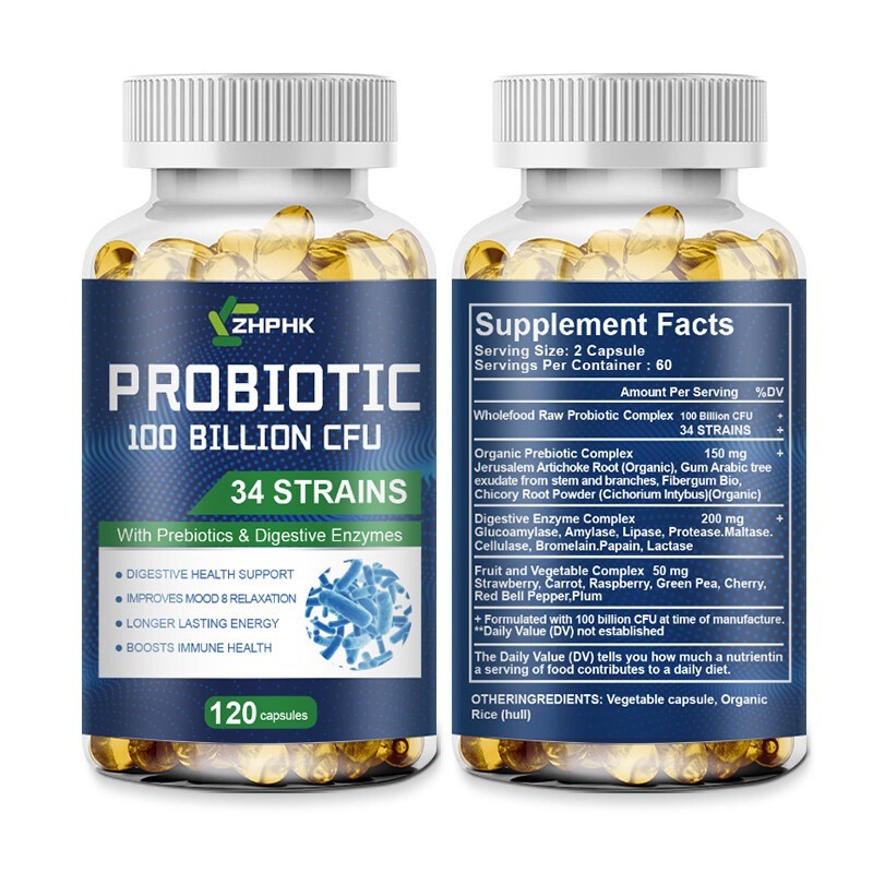 Probiotics with 100 billion CFU efficacy for intestinal digestion health 120pcs