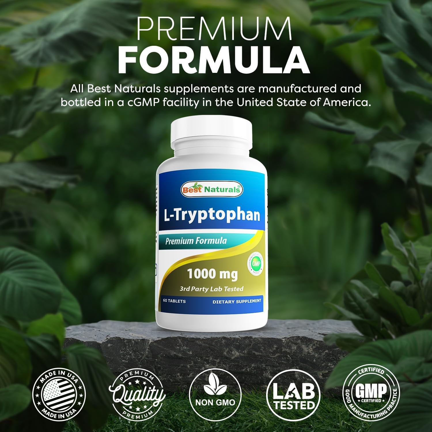 L-Tryptophan 1000mg – 60 Tablets, Mood Support & Sleep Aid, Pack of 3