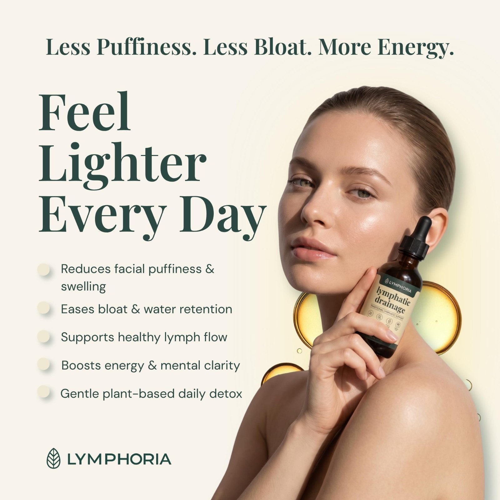 Lymphatic Drainage Drops for Bloat Relief & Detox Cleanse – Vegan, Alcohol-Free,