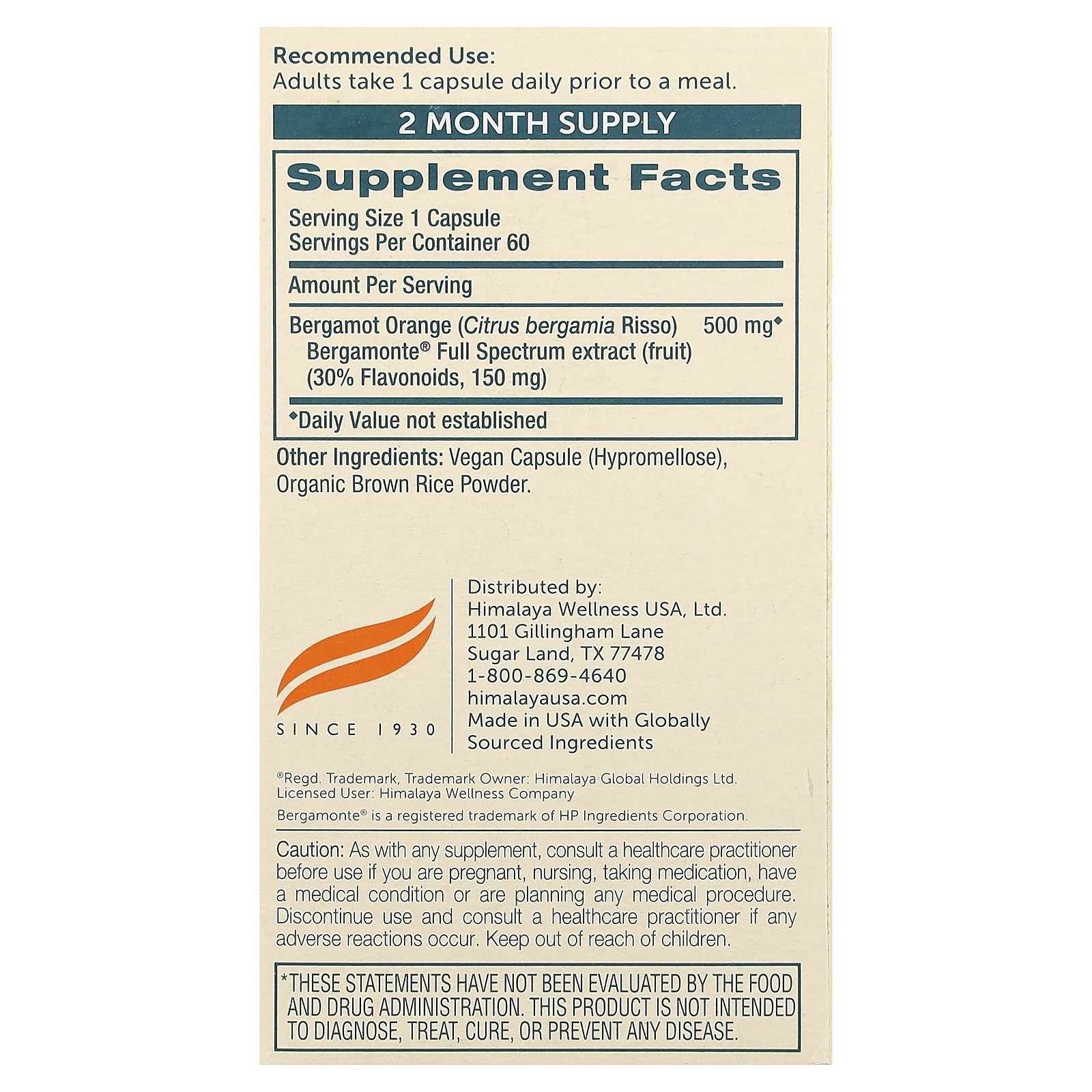 Bergamonte®, Citrus Bergamot, 60 Vegan Capsules (500 mg per Capsule)