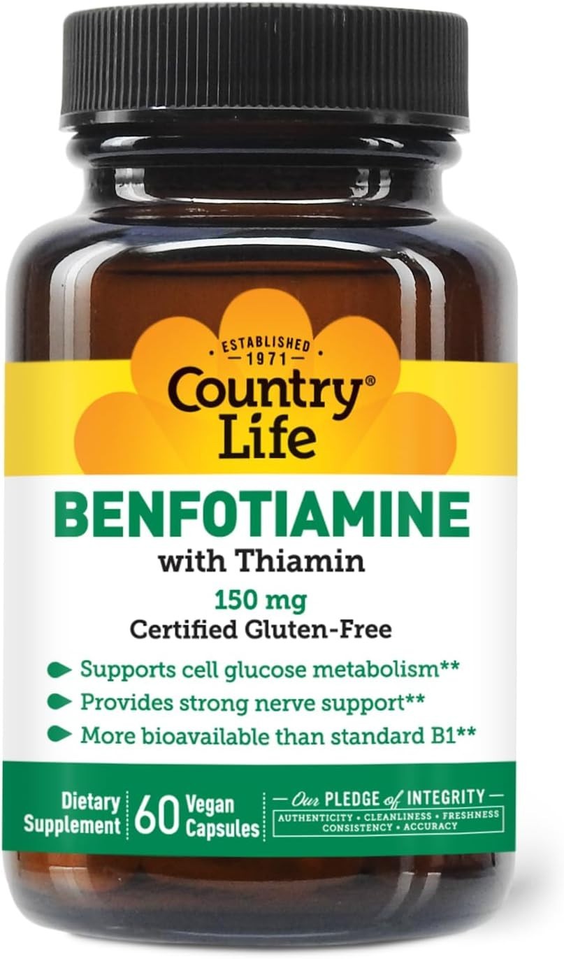 Benfotiamine with Thiamin Capsules – Nerve Health & 150mg Energy Support