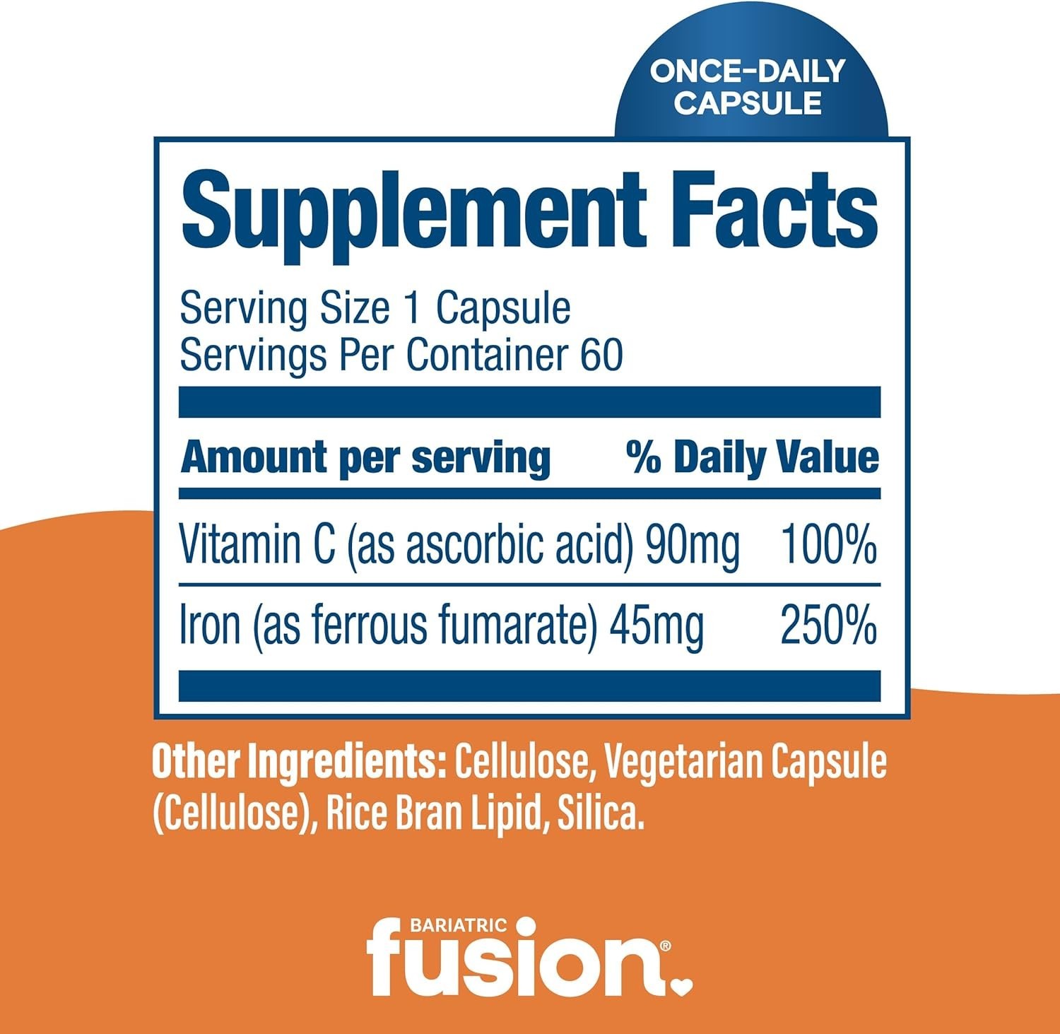 Bariatric Fusion Iron Supplement 45mg with Vitamin C | 1 Per Day | Vitamins f