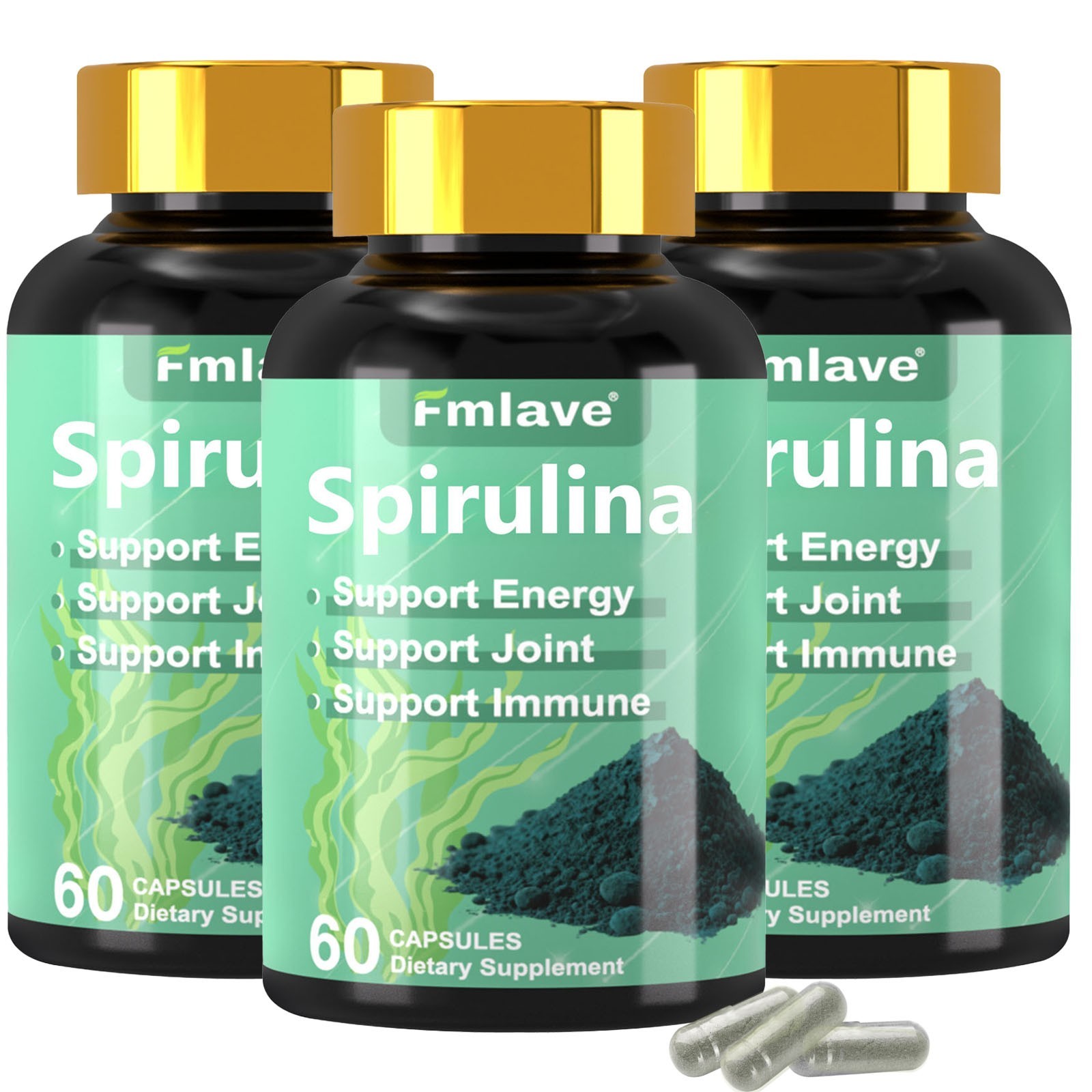 Chlorella Spirulina Organic | 60/120/240 caps | Vegetarian, Non-GMO | by Fmlave