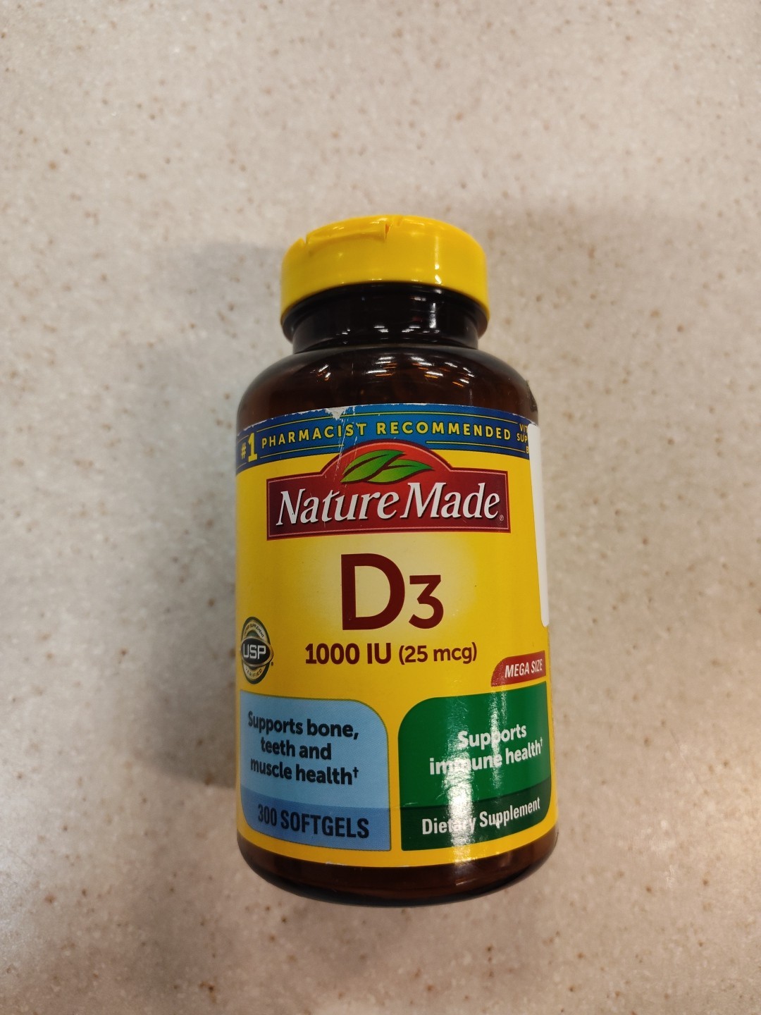 Nature Made Vitamin D3 1000 IU 25mcg Liquid Softgels – 300 Count