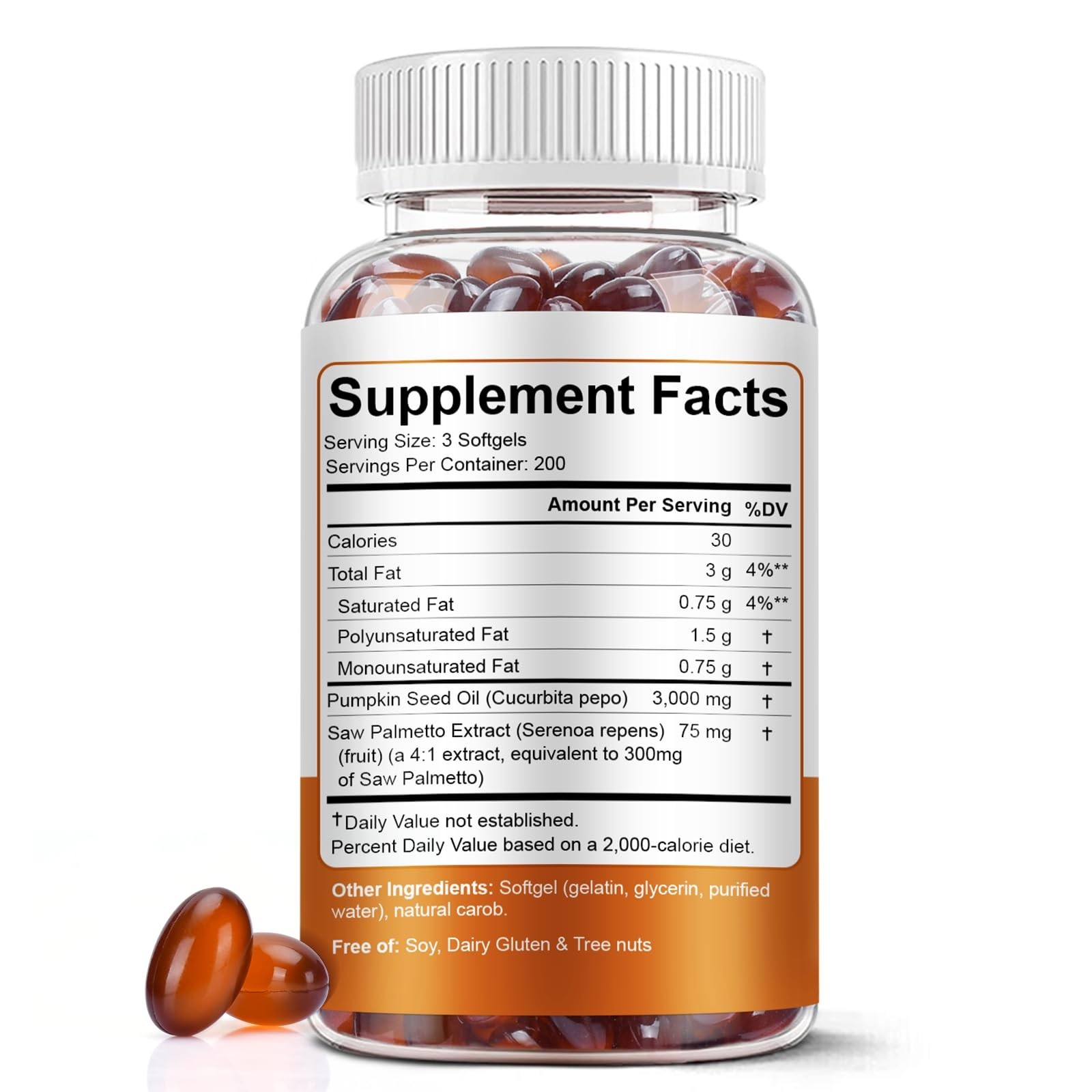 Pumpkin Seed Oil & Saw Palmetto Softgels 3000mg – 600 Count | Cold-Pressed, Non-