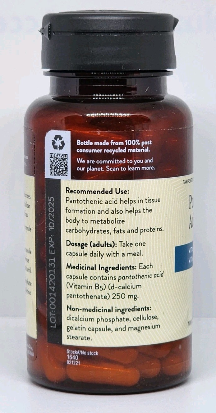 Natures Sunshine Pantothenic Acid 100 Capsules New Sealed Exp. 10/2025